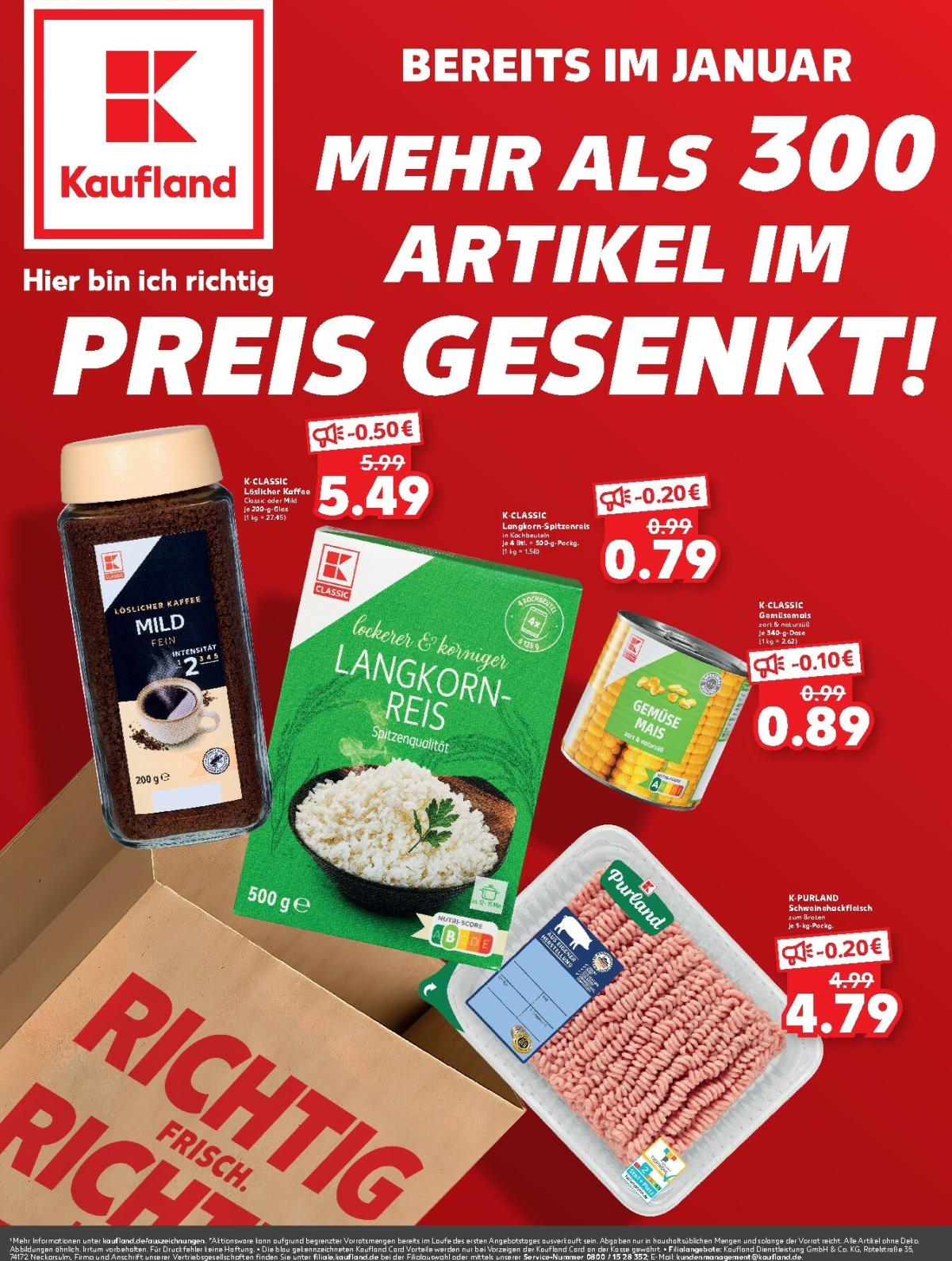 Kaufland - Preis gesenkt-Prospekt gültig vom 16.01. bis 21.01.