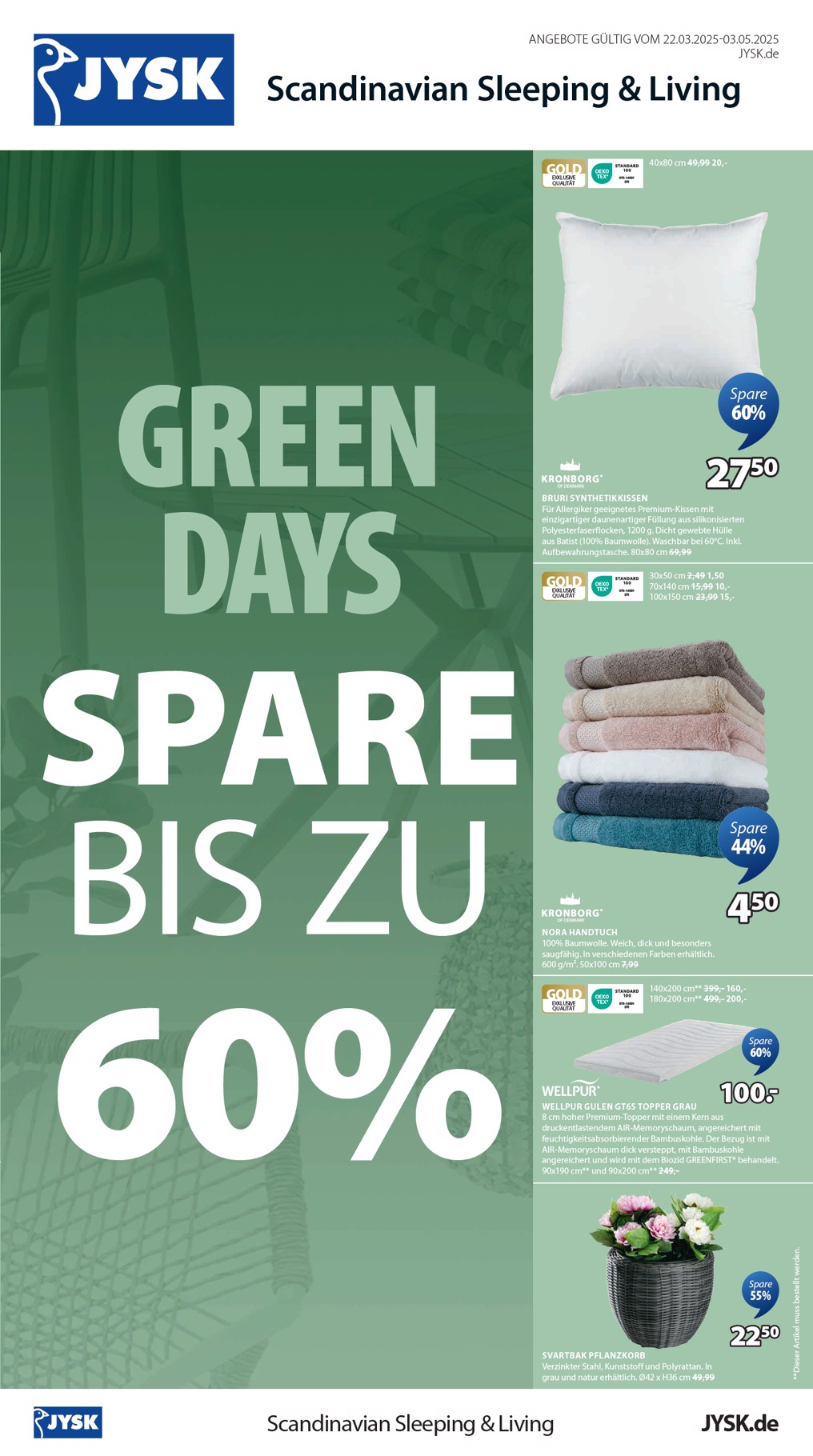 JYSK - Green Days-Prospekt gültig von 22.03. bis 03.05.