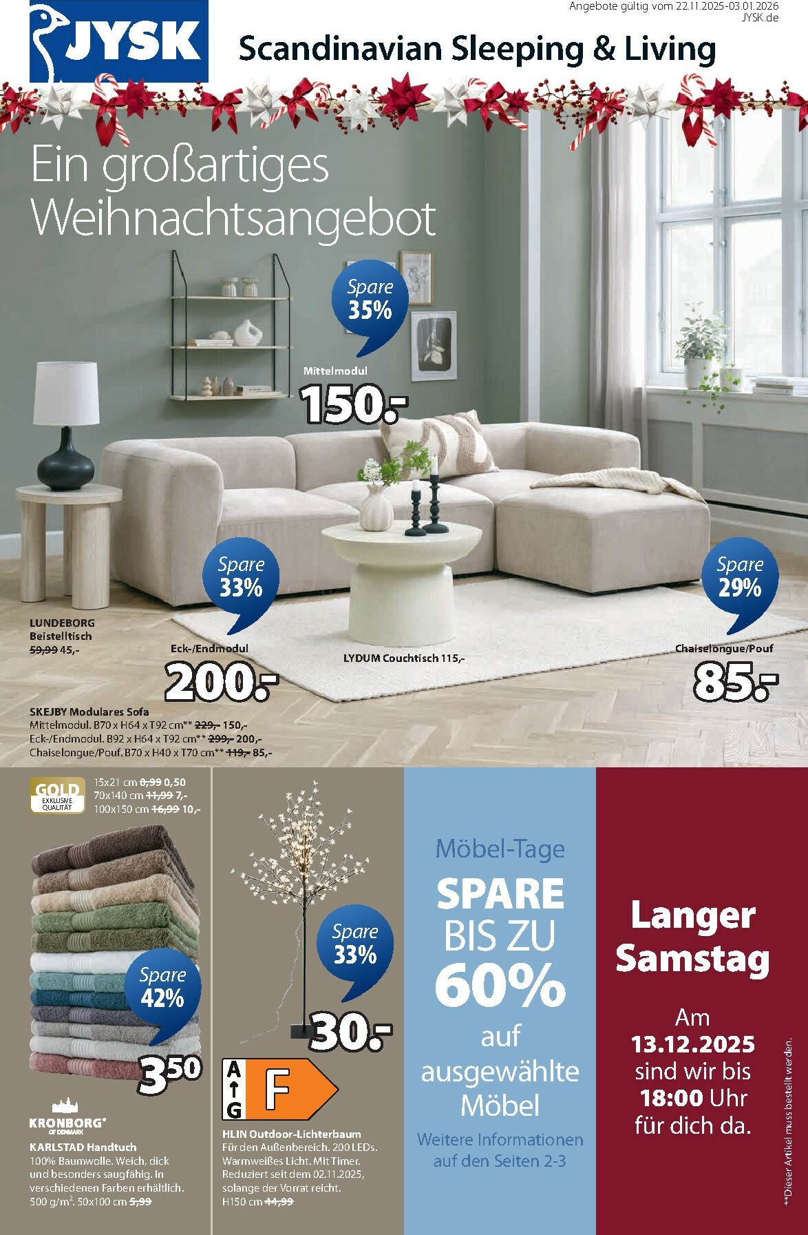 JYSK - Großartige Angebote-Prospekt gültig vom 22.11. bis 03.01.