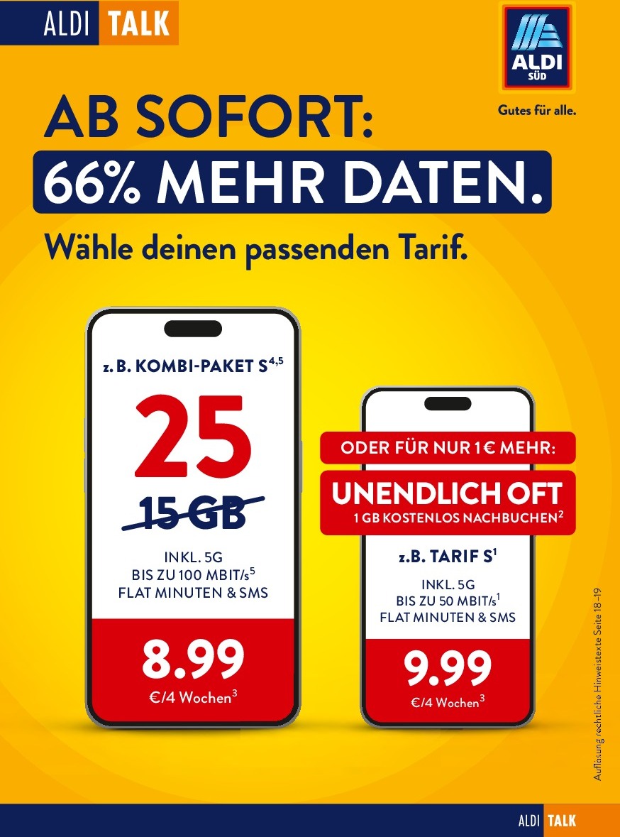 ALDI SÜD - Talk Flyer-Prospekt gültig vom 18.09. bis 30.09.