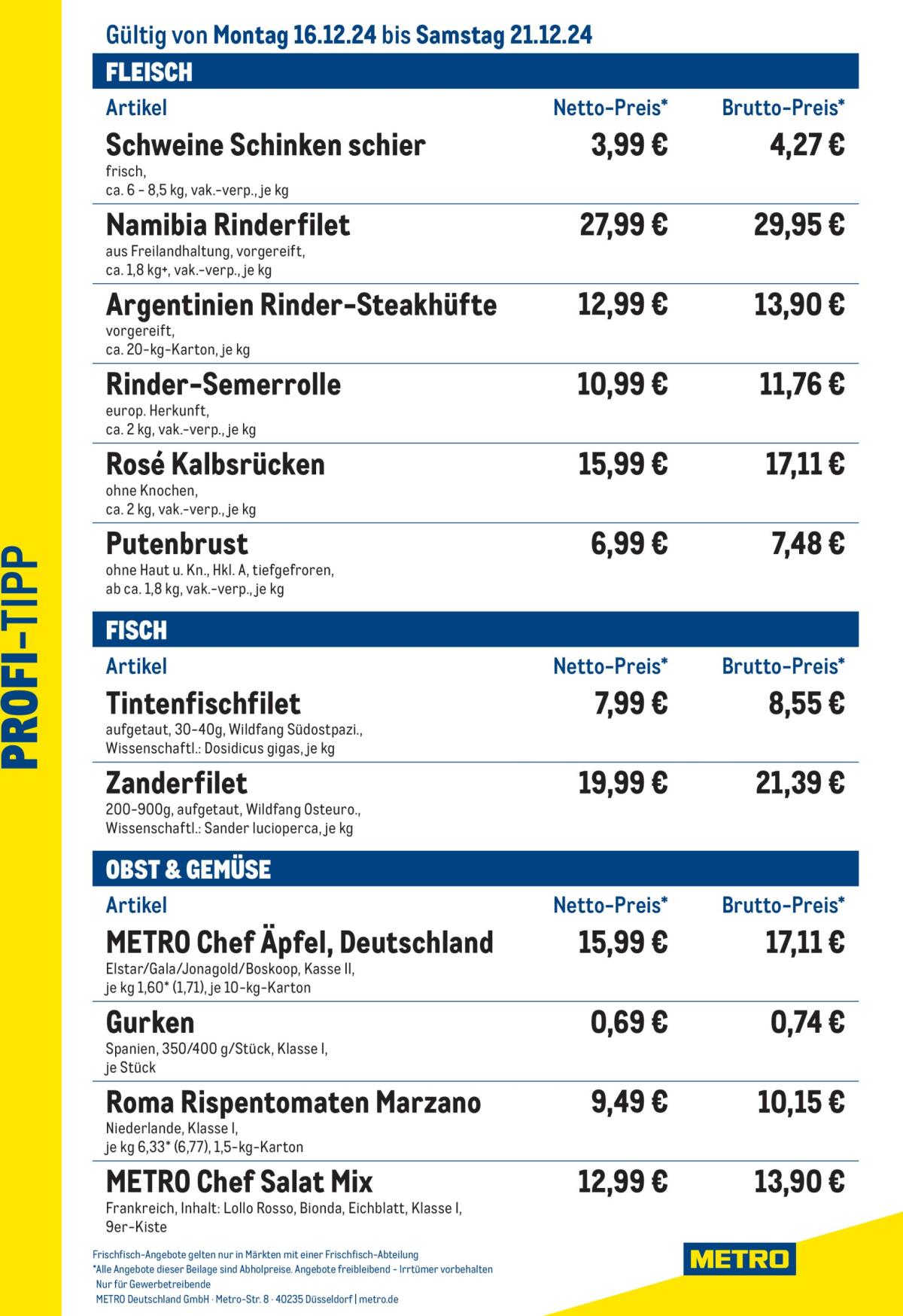 Metro - Profi-Tipp-Prospekt gültig von 16.12. bis 21.12.