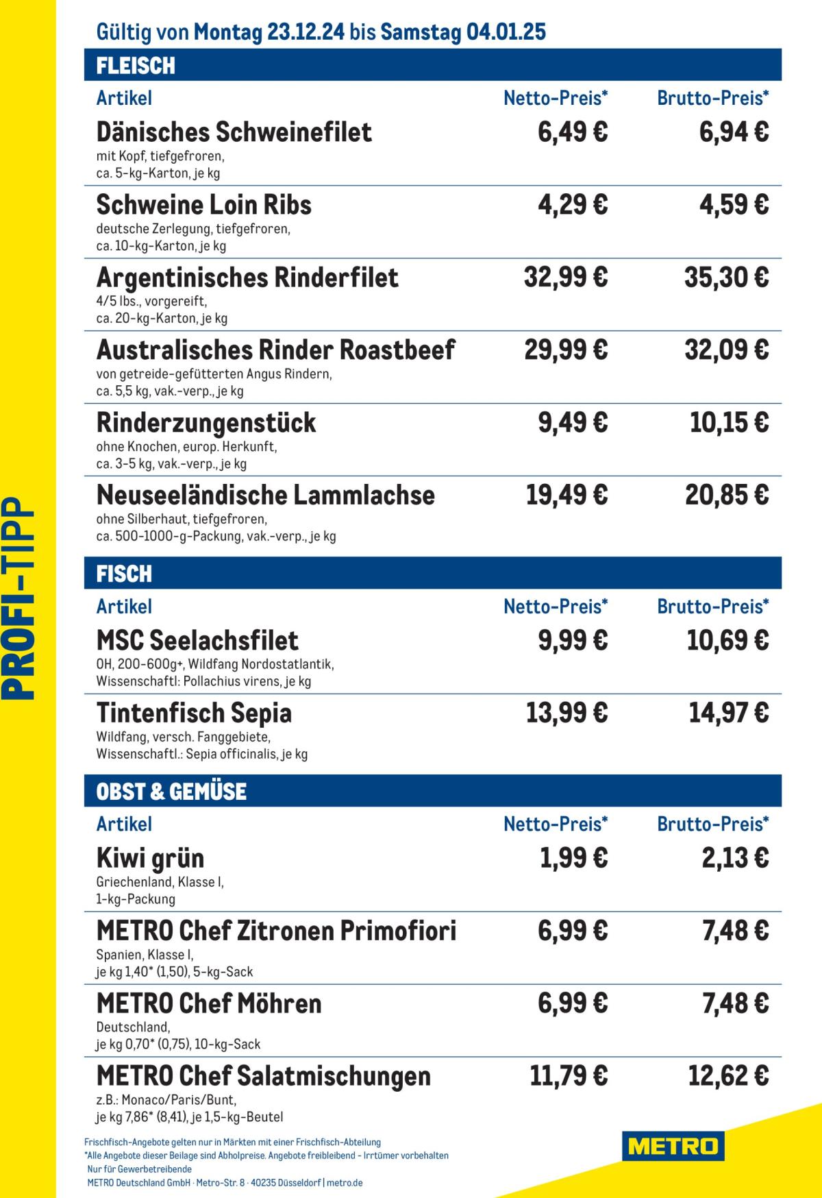 Metro - Profi-Tipp-Prospekt gültig von 23.12. bis 04.01.