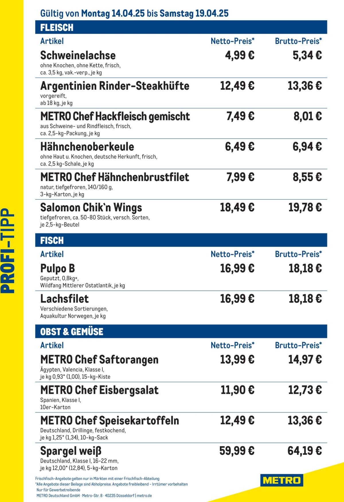 Metro - Profi-Tipp-Prospekt gültig von 14.04. bis 19.04.