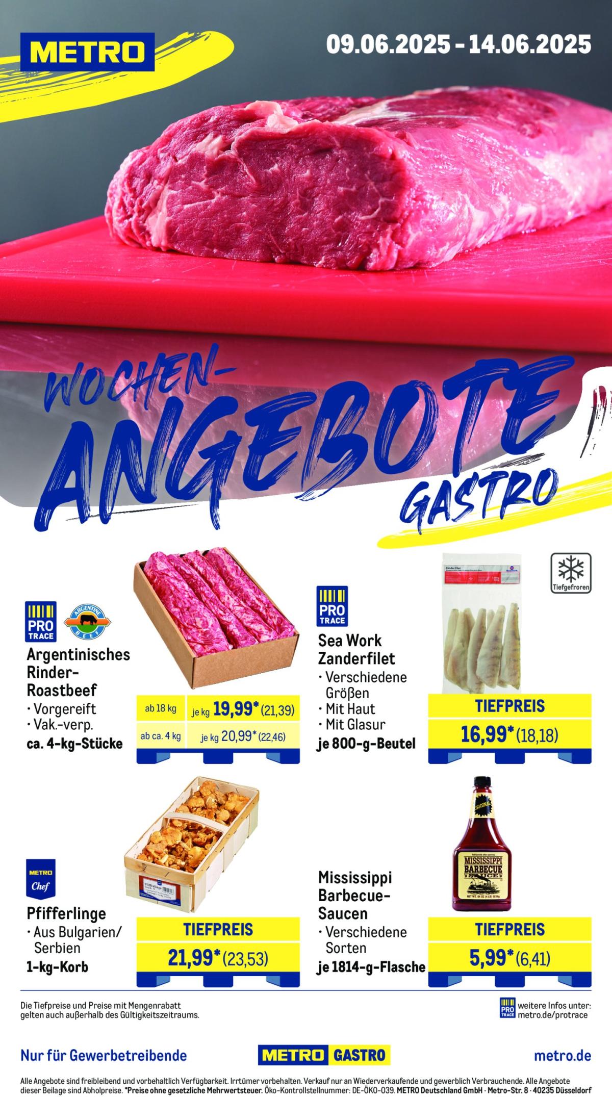 Metro - Wochen-Angebote Gastro-Prospekt gültig vom 09.06. bis 14.06.