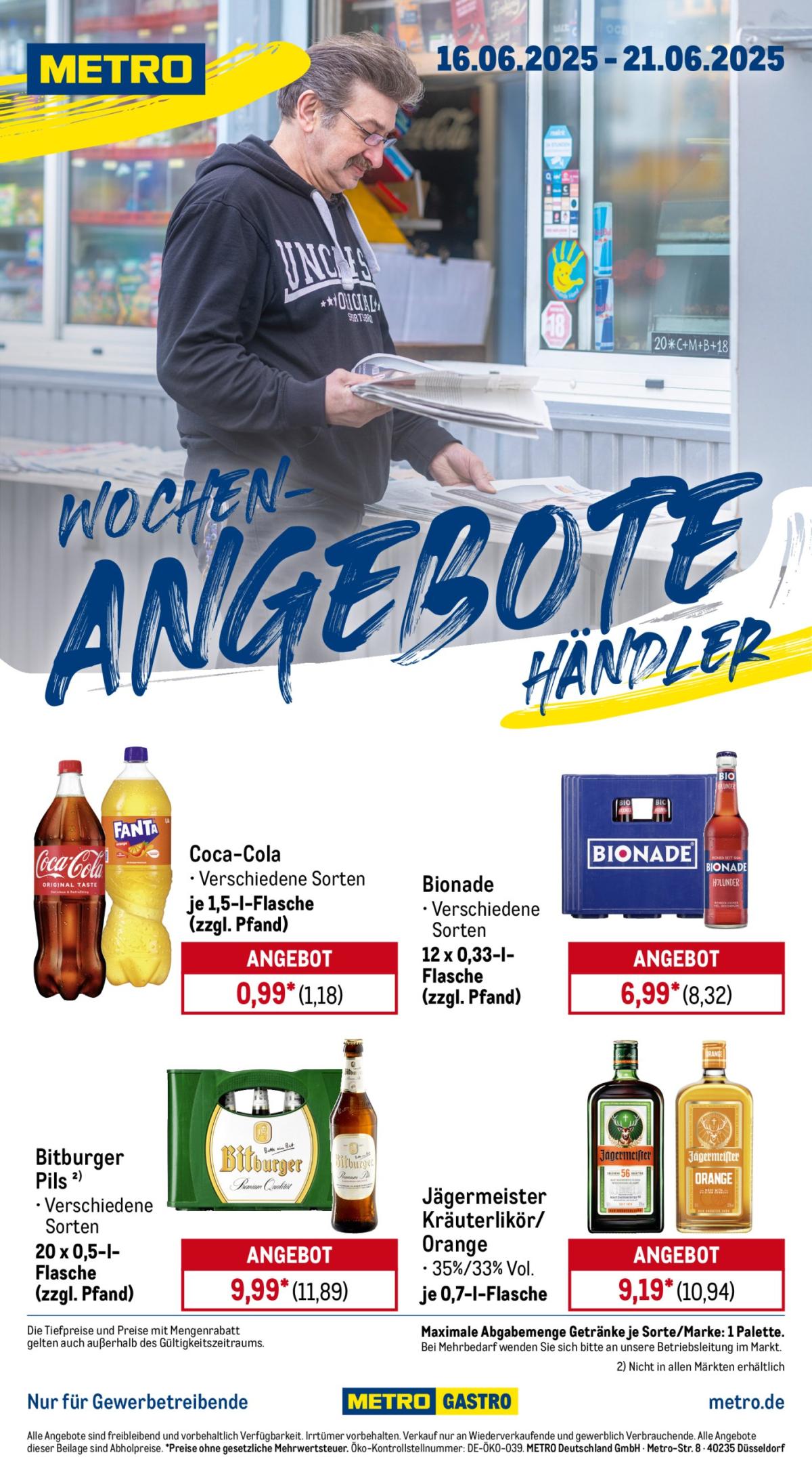 Metro - Wochen-Angebote Händler-Prospekt gültig vom 16.06. bis 21.06.