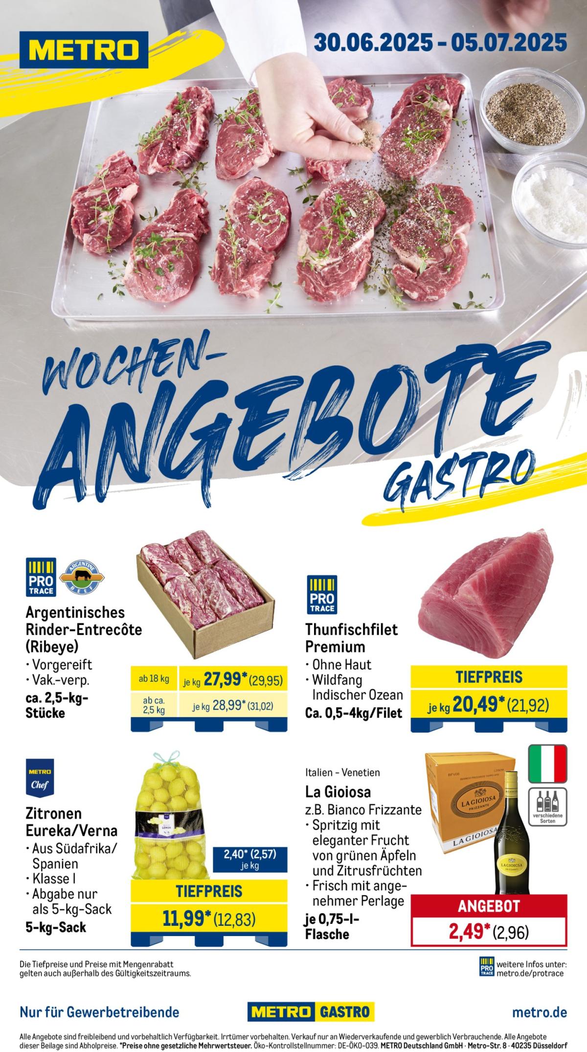 Metro - Wochen-Angebote Gastro-Prospekt gültig vom 30.06. bis 05.07.