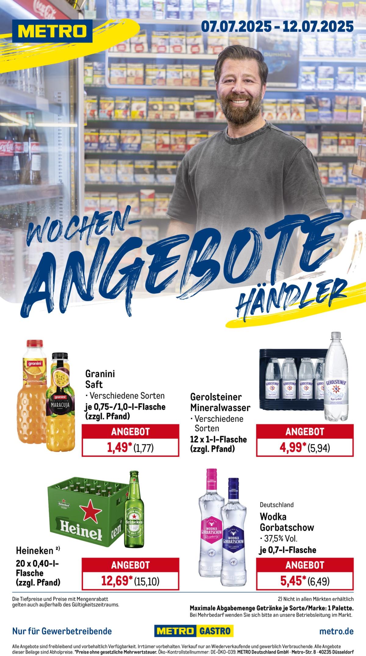 Metro - Wochen-Angebote Händler-Prospekt gültig vom 07.07. bis 12.07.