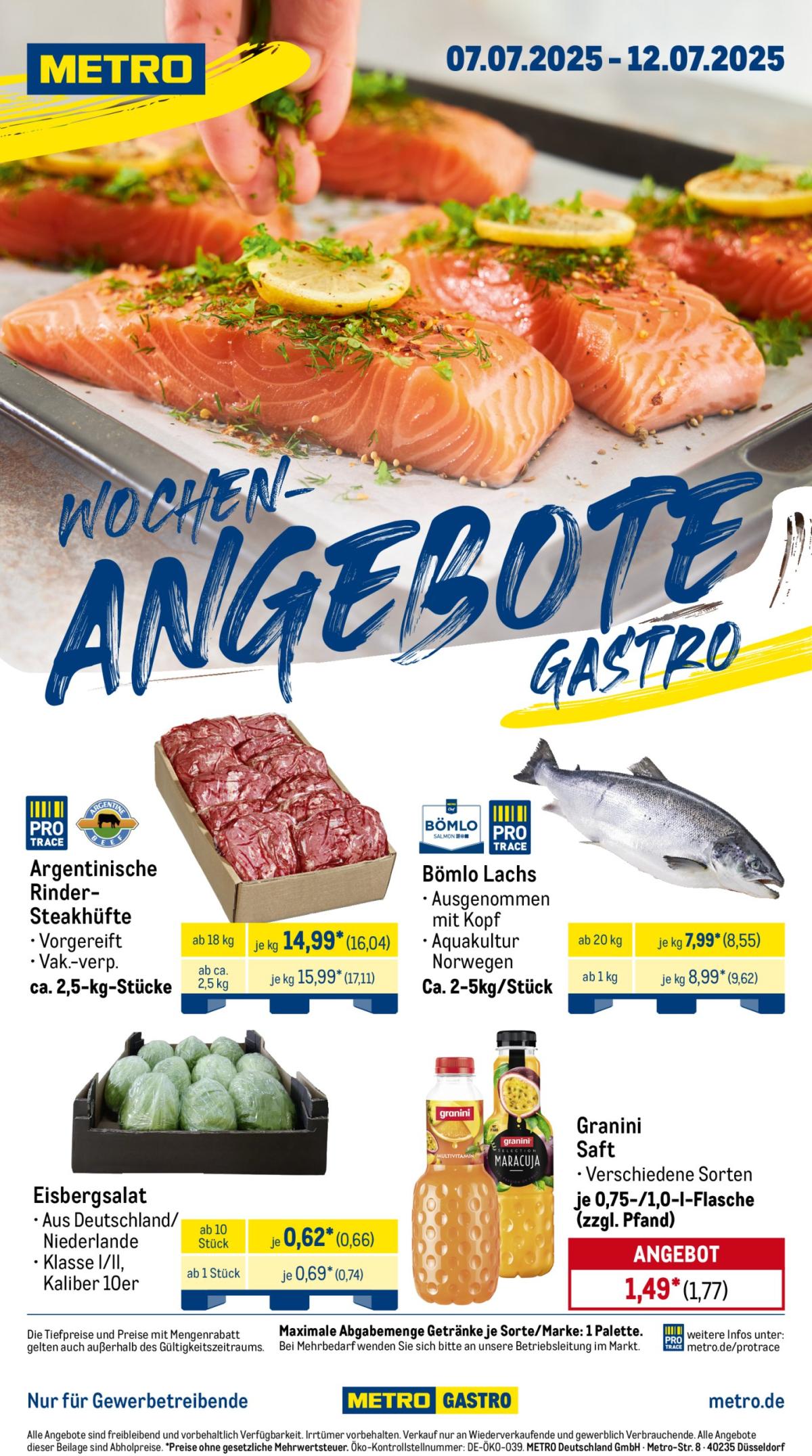 Metro - Wochen-Angebote Gastro-Prospekt gültig vom 07.07. bis 12.07.