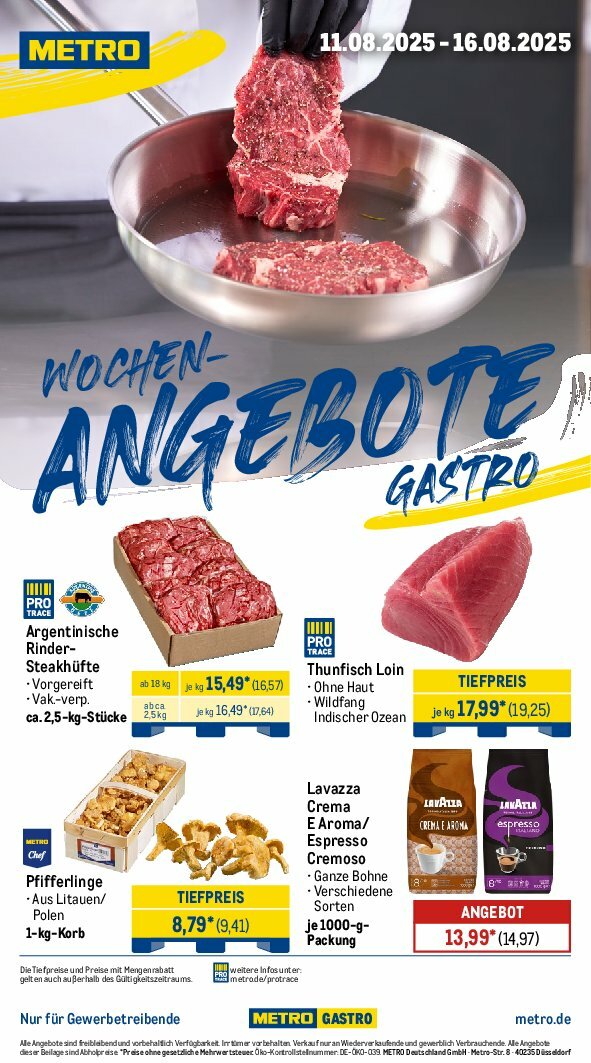 Metro - Wochen-Angebote Gastro-Prospekt gültig vom 11.08. bis 16.08.
