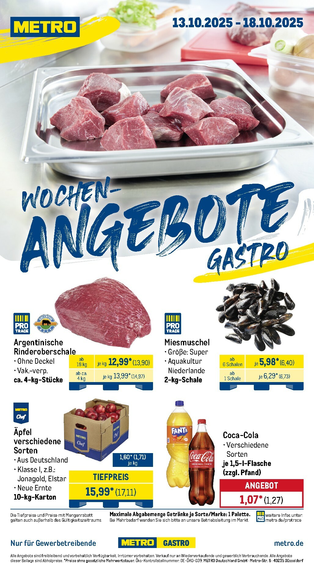 Metro - Wochen-Angebote Gastro-Prospekt gültig vom 13.10. bis 18.10.