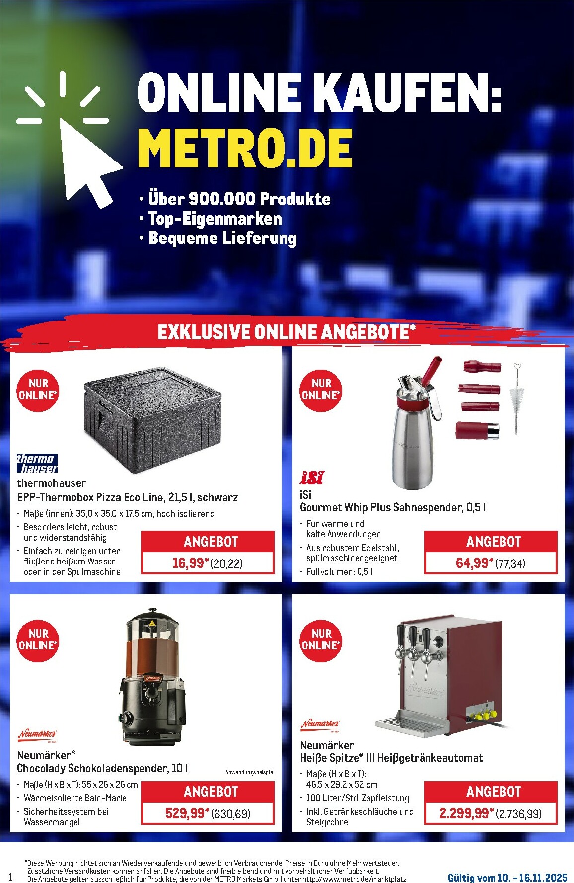 Metro - Online: Wochen-Angebote-Prospekt gültig vom 10.11. bis 16.11.