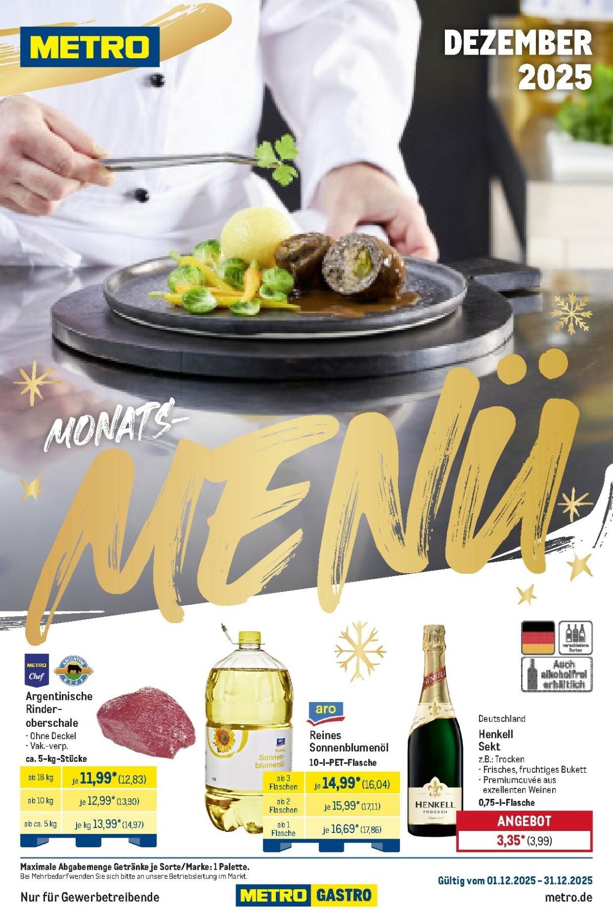 Metro - Monats-Menü-Prospekt gültig vom 01.12. bis 31.12.