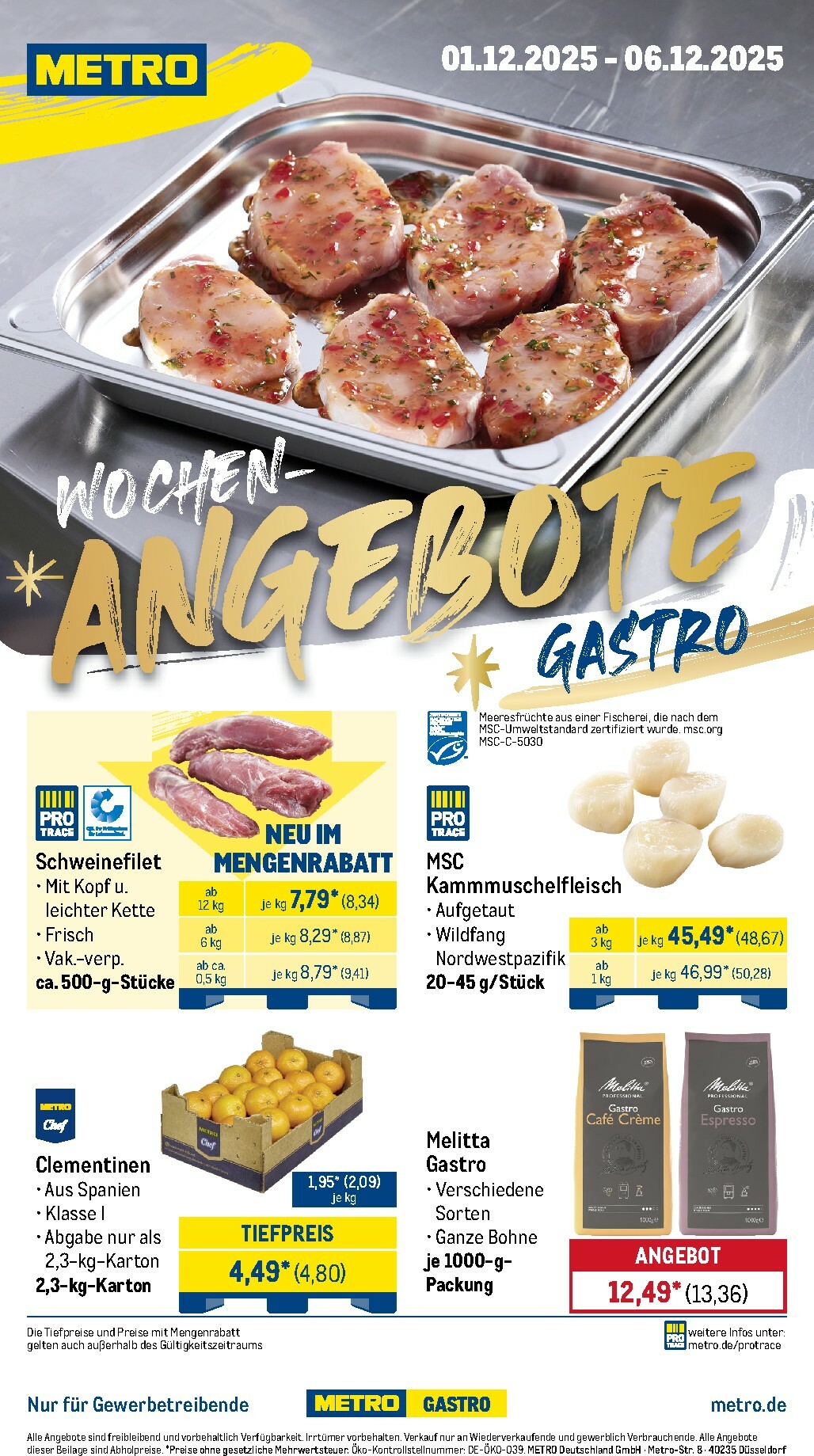 Metro - Wochen-Angebote Gastro-Prospekt gültig vom 01.12. bis 06.12.