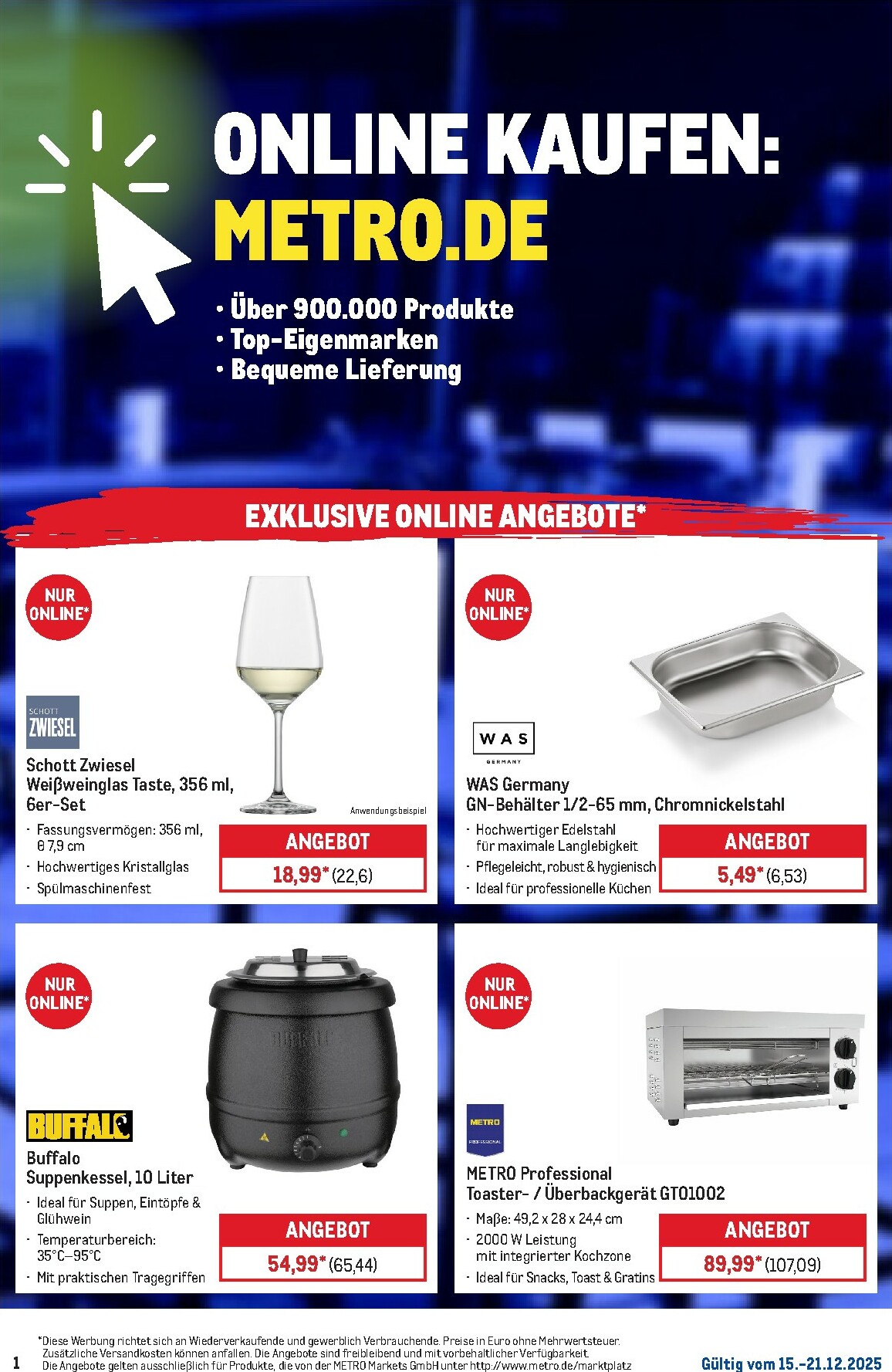 Metro - Online: Wochen-Angebote-Prospekt gültig vom 15.12. bis 21.12.