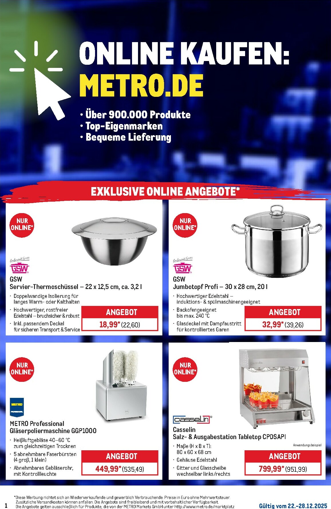 Metro - Online: Wochen-Angebote-Prospekt gültig vom 22.12. bis 28.12.