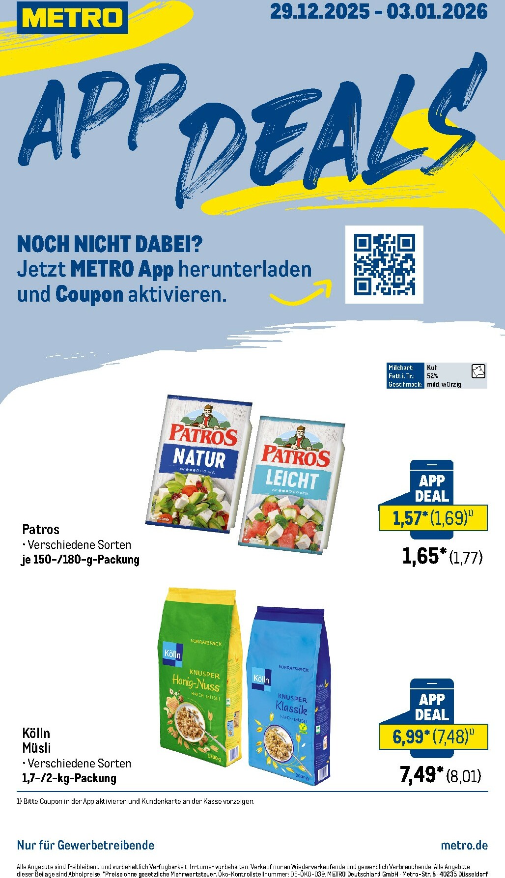 Metro - App-Deals-Prospekt gültig vom 29.12. bis 03.01.