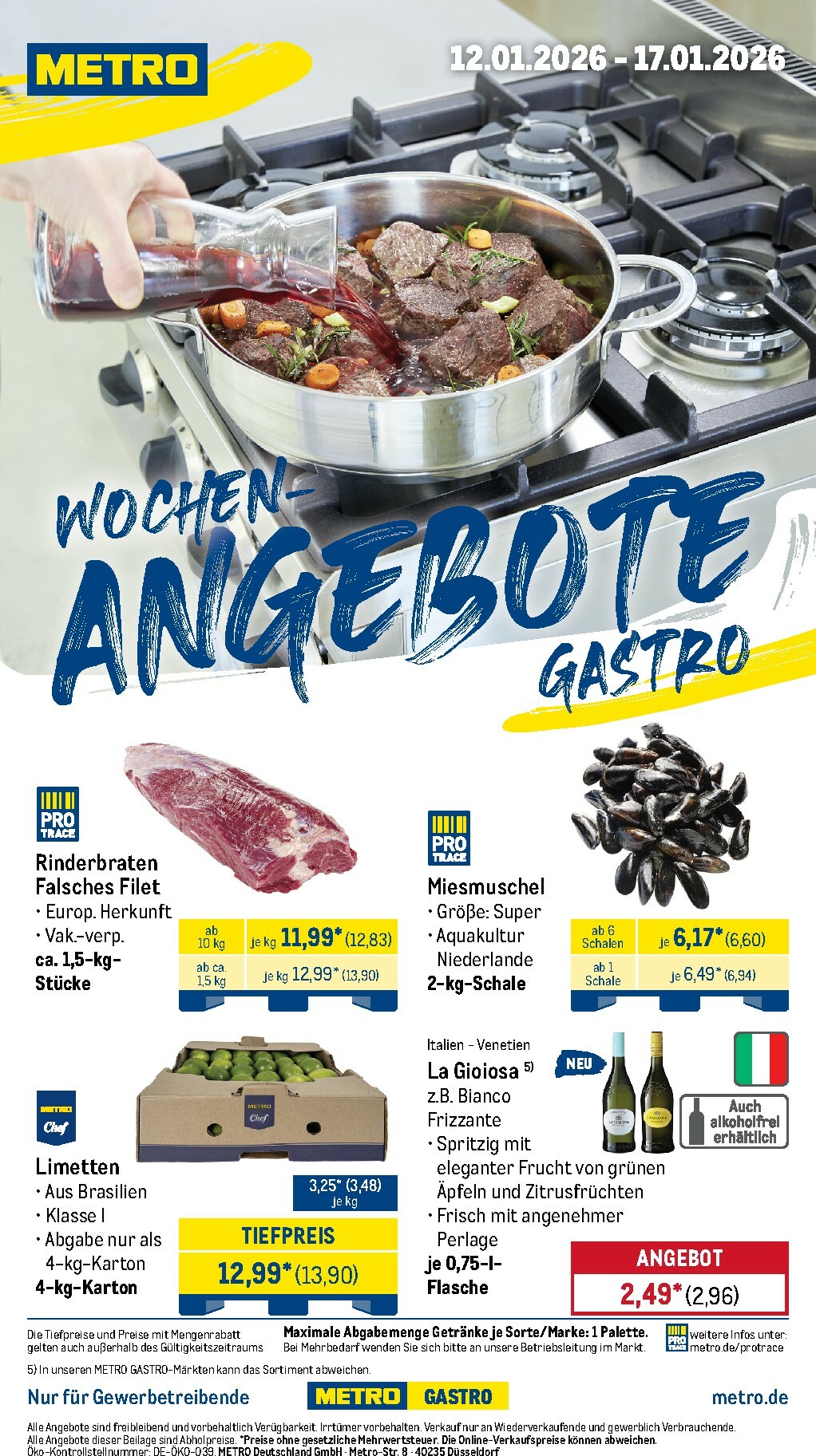 Metro - Wochen-Angebote Gastro-Prospekt gültig vom 12.01. bis 17.01.