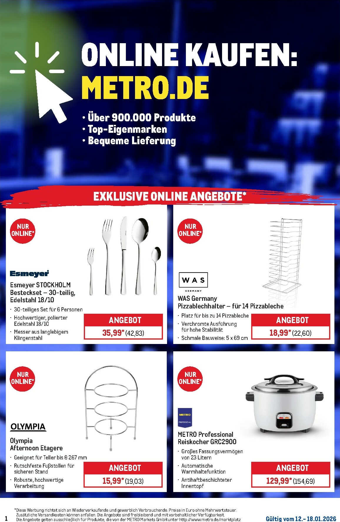 Metro - Online: Wochen-Angebote-Prospekt gültig vom 12.01. bis 18.01.