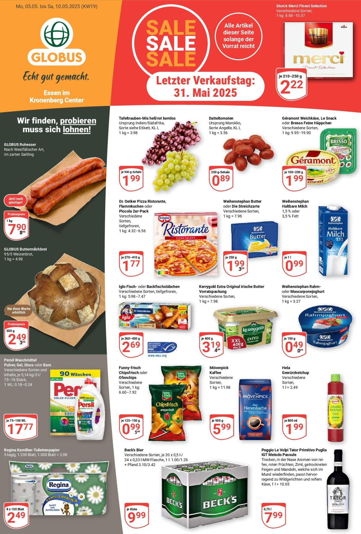 Globus - Essen im Kronenberg Center-Prospekt gültig von 05.05. bis 10.05.