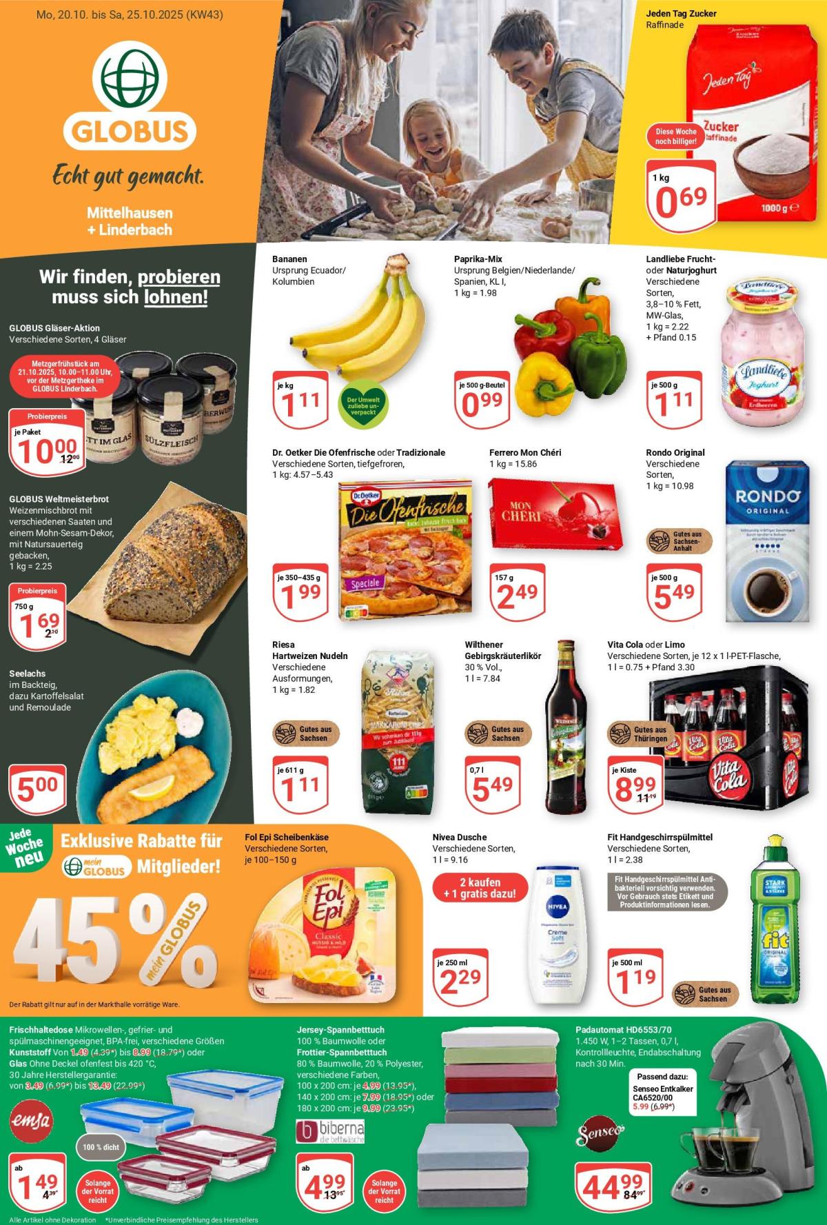 Globus - Mittelhausen, Linderbach-Prospekt gültig vom 20.10. bis 25.10.