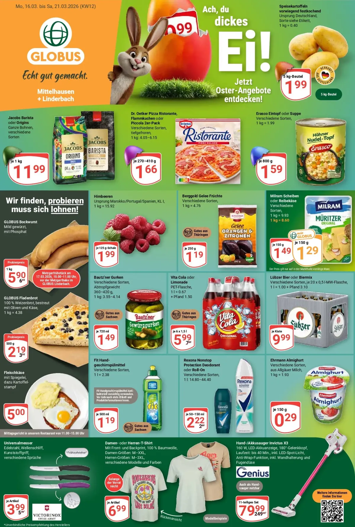 Globus - Mittelhausen, Linderbach-Prospekt gültig vom 16.03.2026 bis 21.03.2026