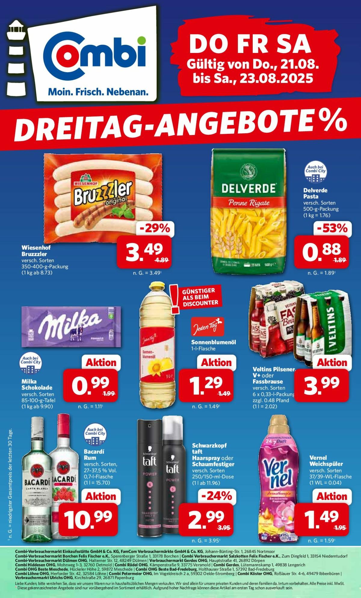 Combi - Dreitag Angebote-Prospekt gültig vom 21.08. bis 23.08.
