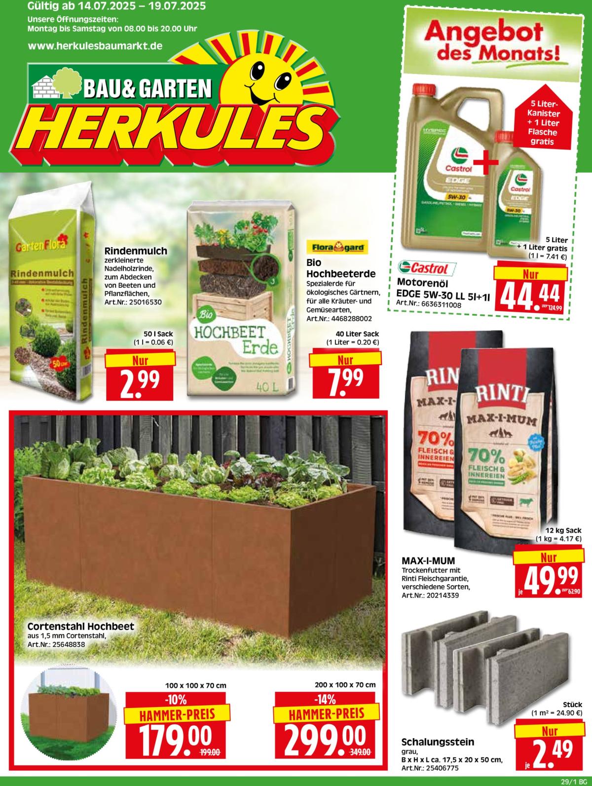 Herkules - Bau & Garten-Prospekt gültig vom 14.07. bis 19.07.