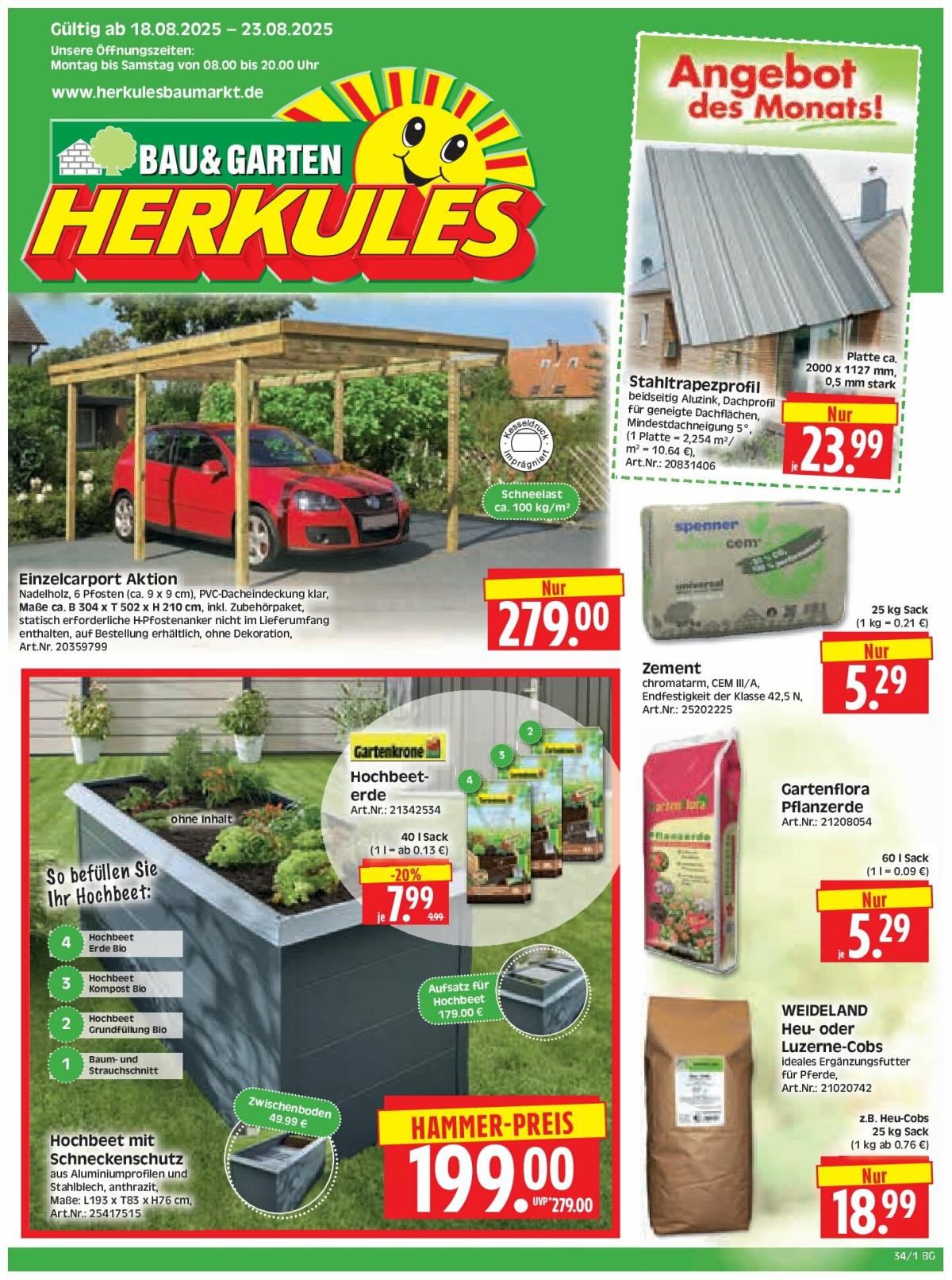 Herkules - Bau & Garten-Prospekt gültig vom 18.08. bis 23.08.