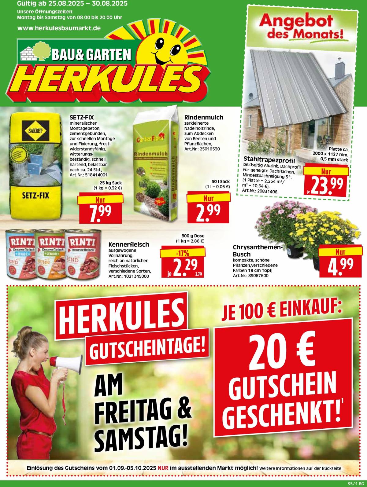Herkules - Bau & Garten-Prospekt gültig vom 25.08. bis 30.08.