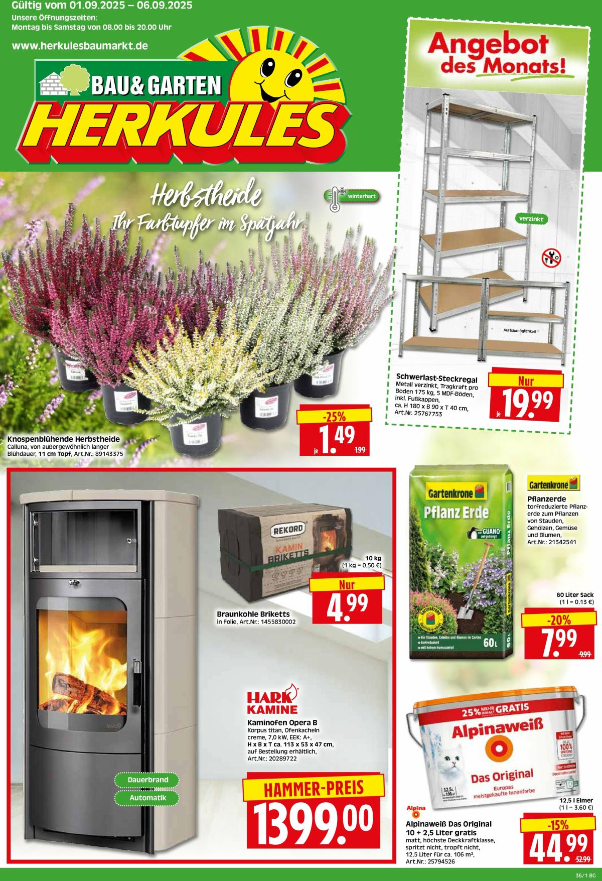 Herkules - Bau & Garten-Prospekt gültig vom 01.09. bis 06.09.