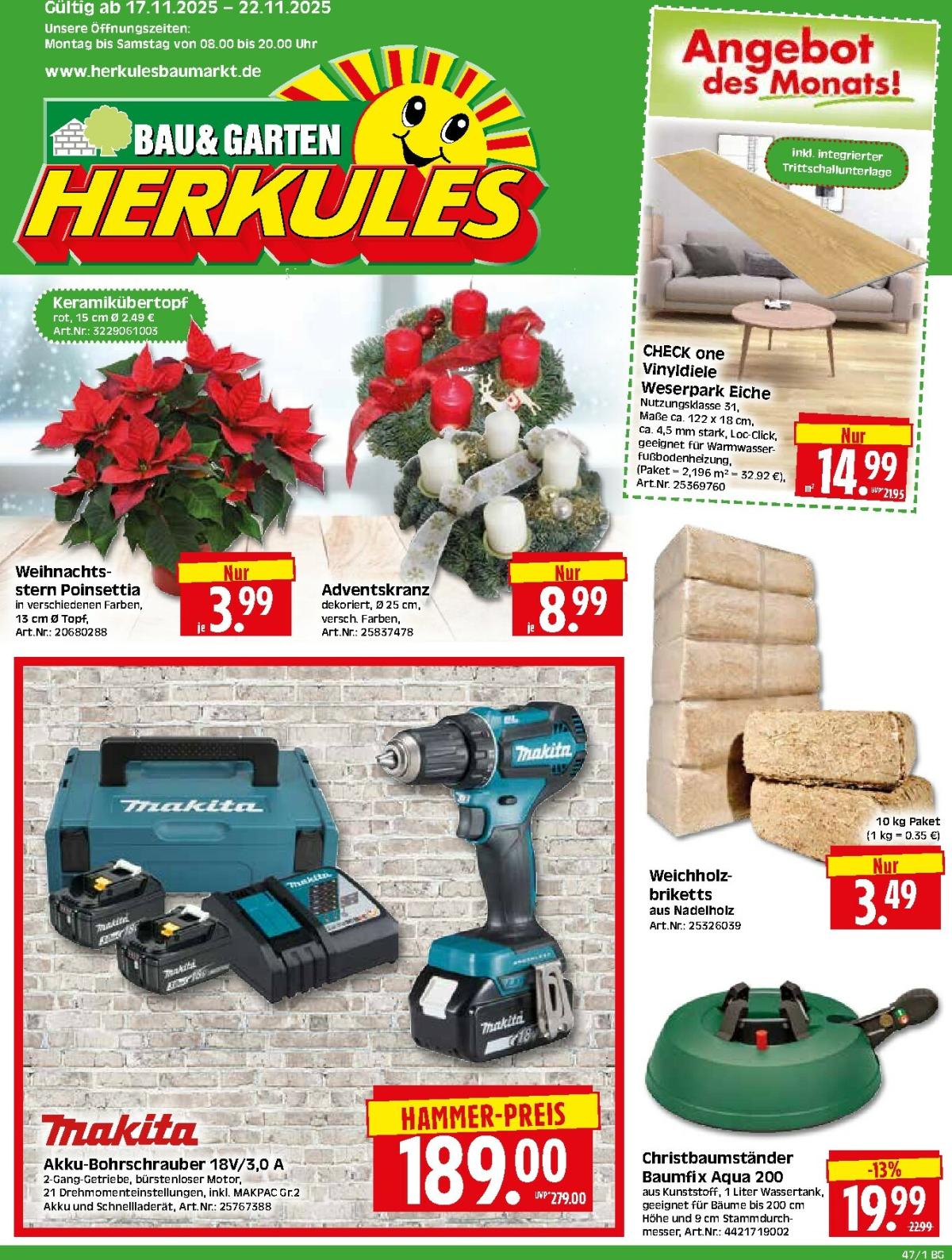 Herkules - Bau & Garten-Prospekt gültig vom 17.11. bis 22.11.