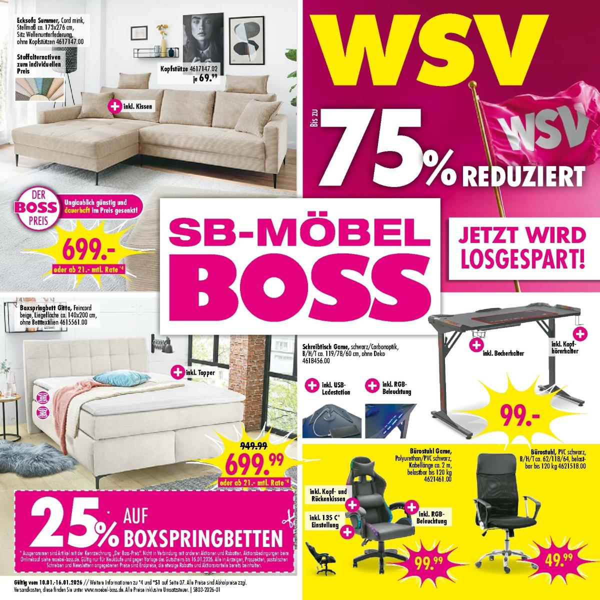 SB Möbel BOSS-Prospekt gültig vom 10.01. bis 16.01.