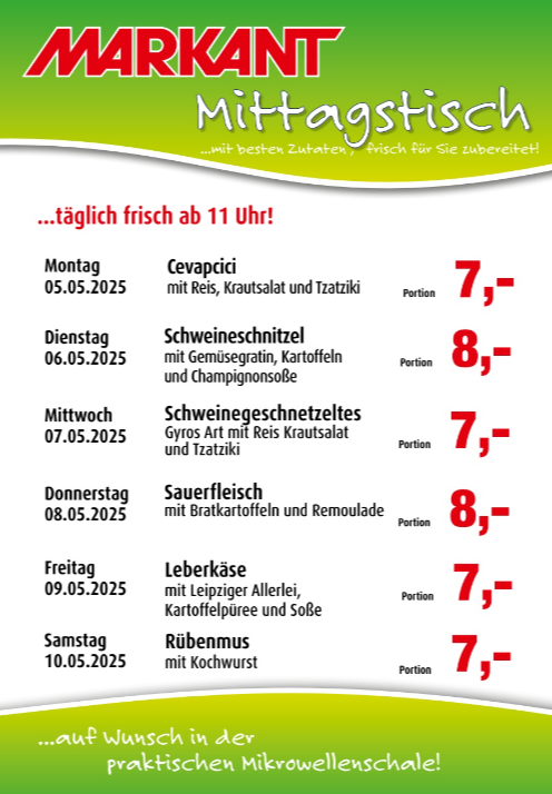 Markant Freu Dich Drauf - Mittagstisch-Prospekt gültig von 05.05. bis 10.05.