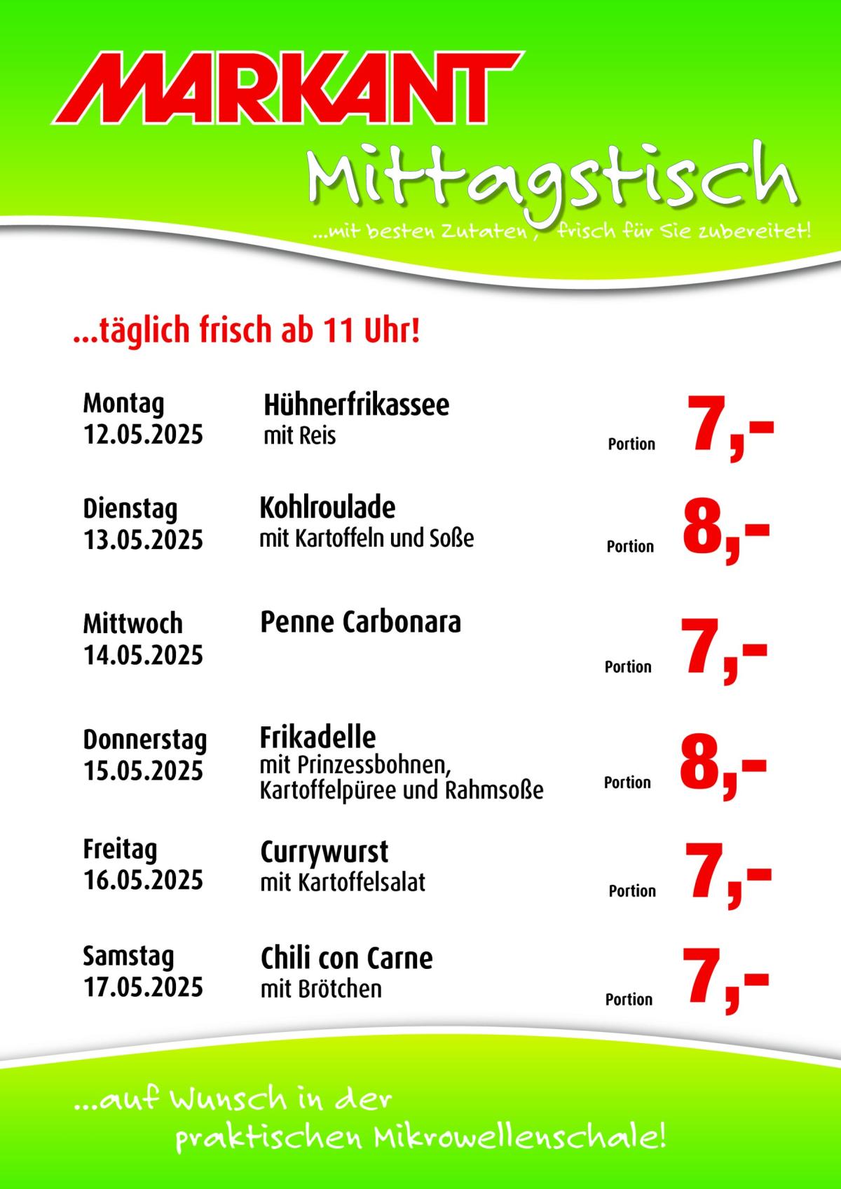 Markant Freu Dich Drauf - Mittagstisch-Prospekt gültig von 12.05. bis 17.05.