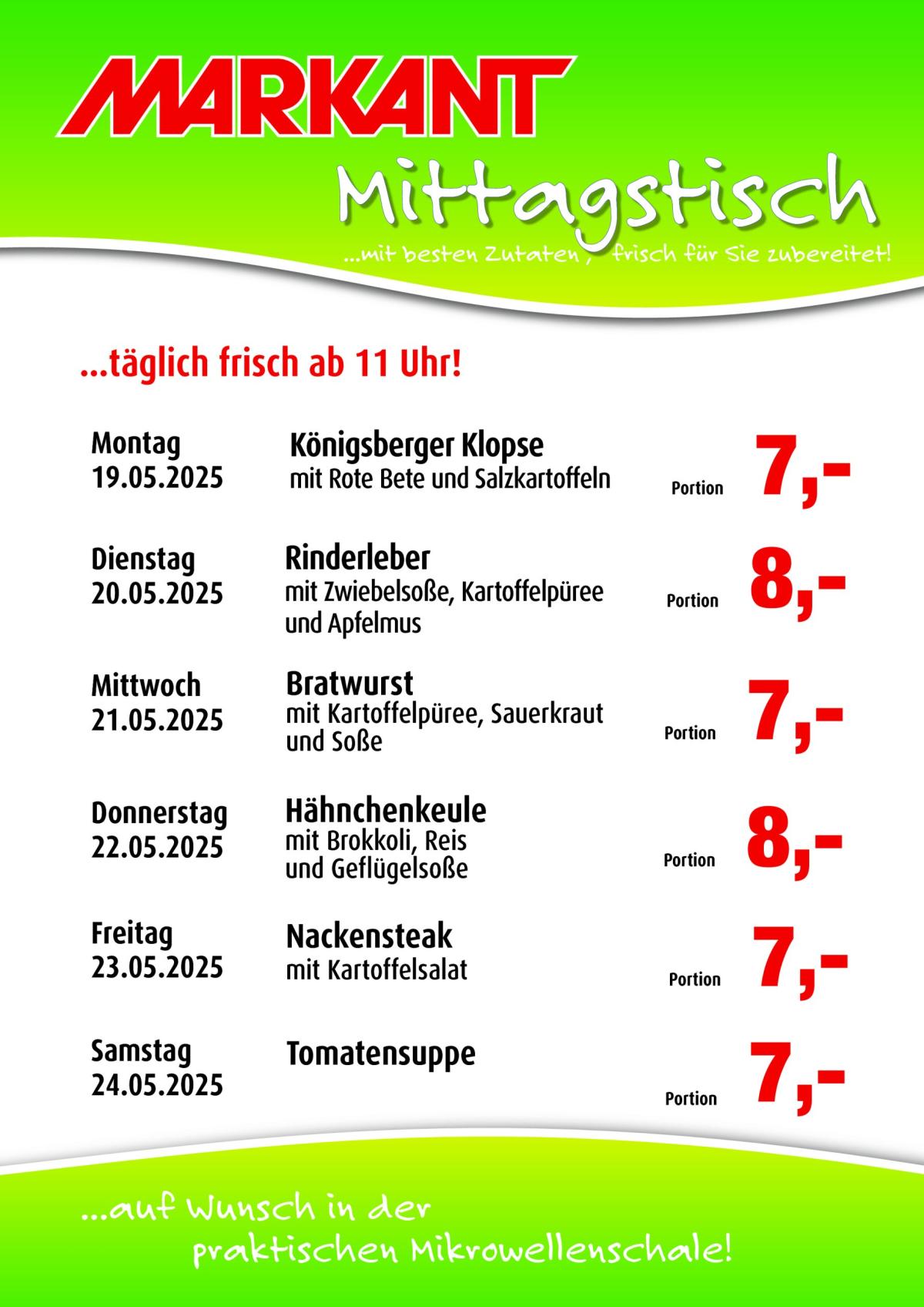Markant Freu Dich Drauf - Mittagstisch-Prospekt gültig von 19.05. bis 24.05.