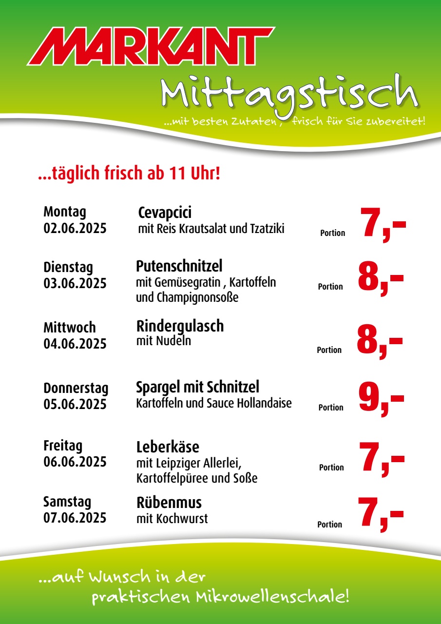 Markant Freu Dich Drauf - Mittagstisch-Prospekt gültig von 02.06. bis 07.06.