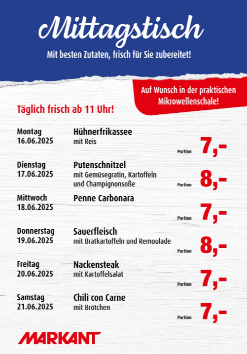 Markant Freu Dich Drauf - Mittagstisch-Prospekt gültig vom 16.06. bis 21.06.