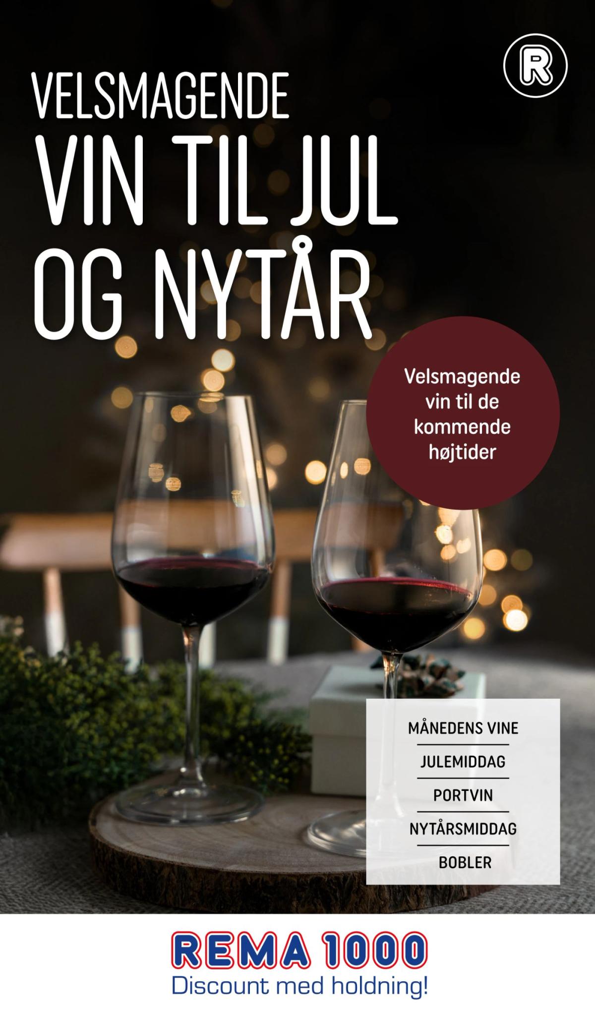 Rema 1000 - Velsmagende vin til jul og nytår tilbudsavis gyldig fra 07.12. til 31.12.