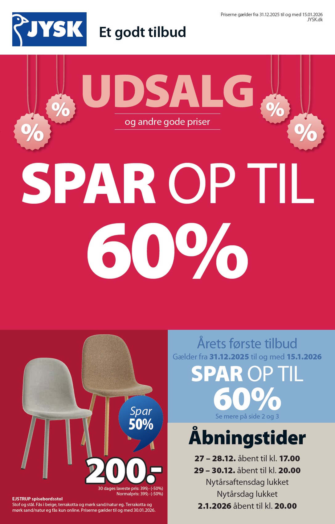 JYSK tilbudsavis gyldig fra 31.12. til 15.01.
