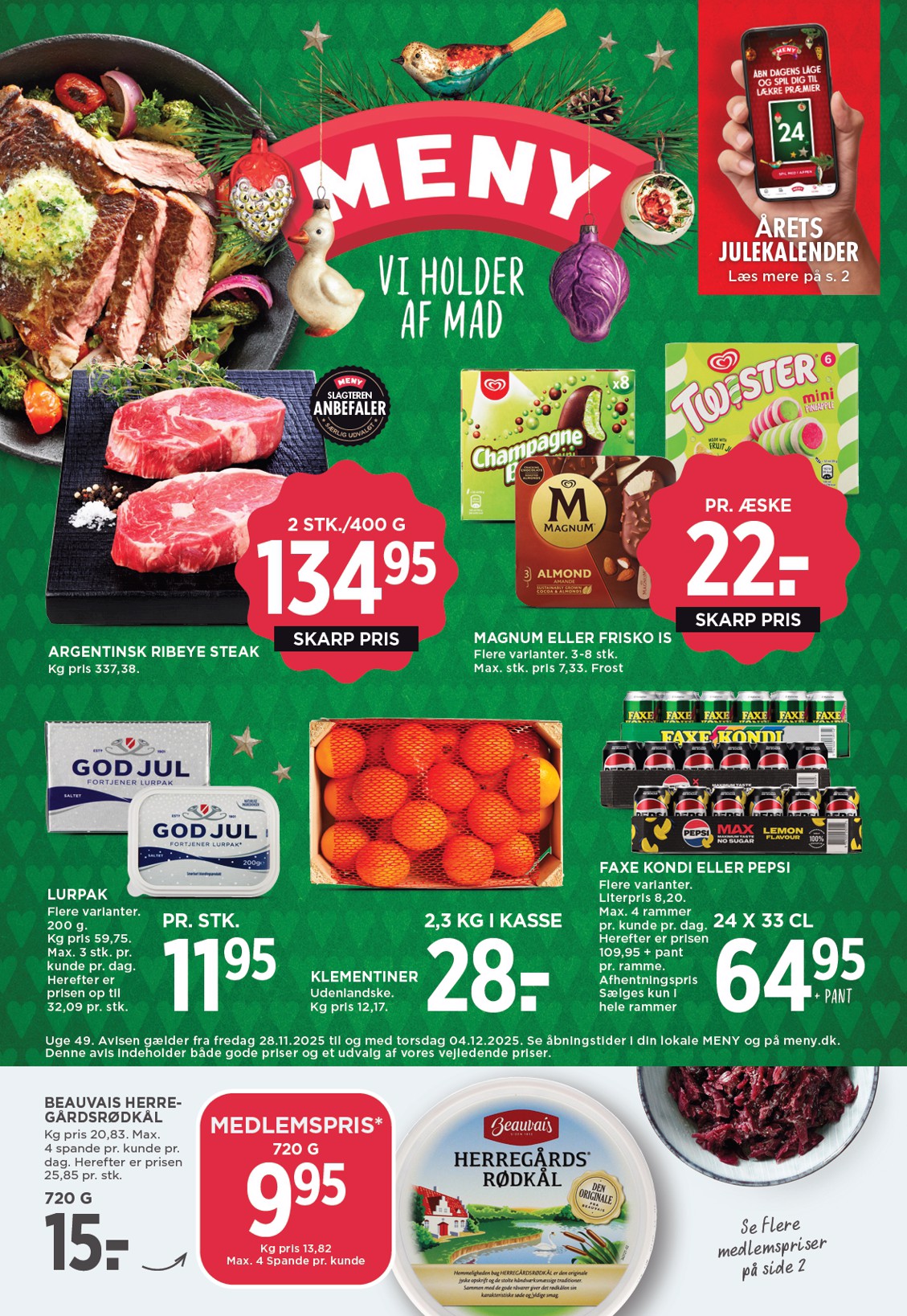 Meny tilbudsavis gyldig fra 28.11. til 04.12.