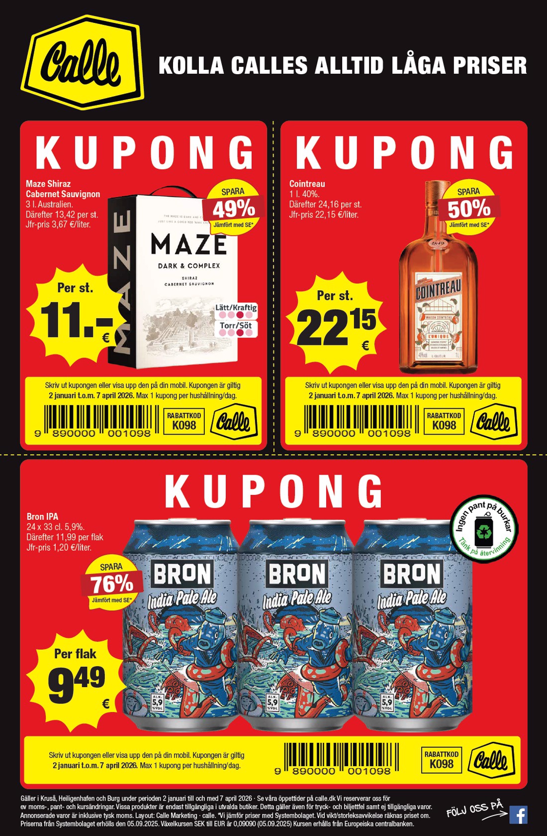 Calle - Svenske kupontilbud tilbudsavis gyldig fra 02.01.2026 til 07.04.2026