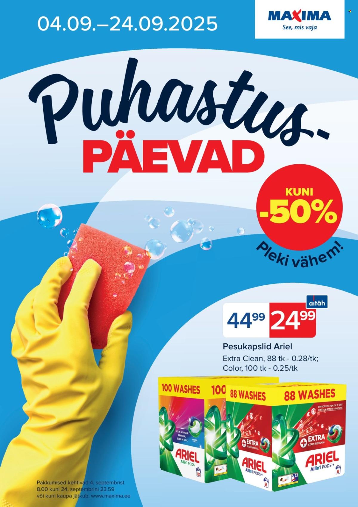 Maxima kliendileht - Puhastuspäevad (4.09 - 24.09.2025)