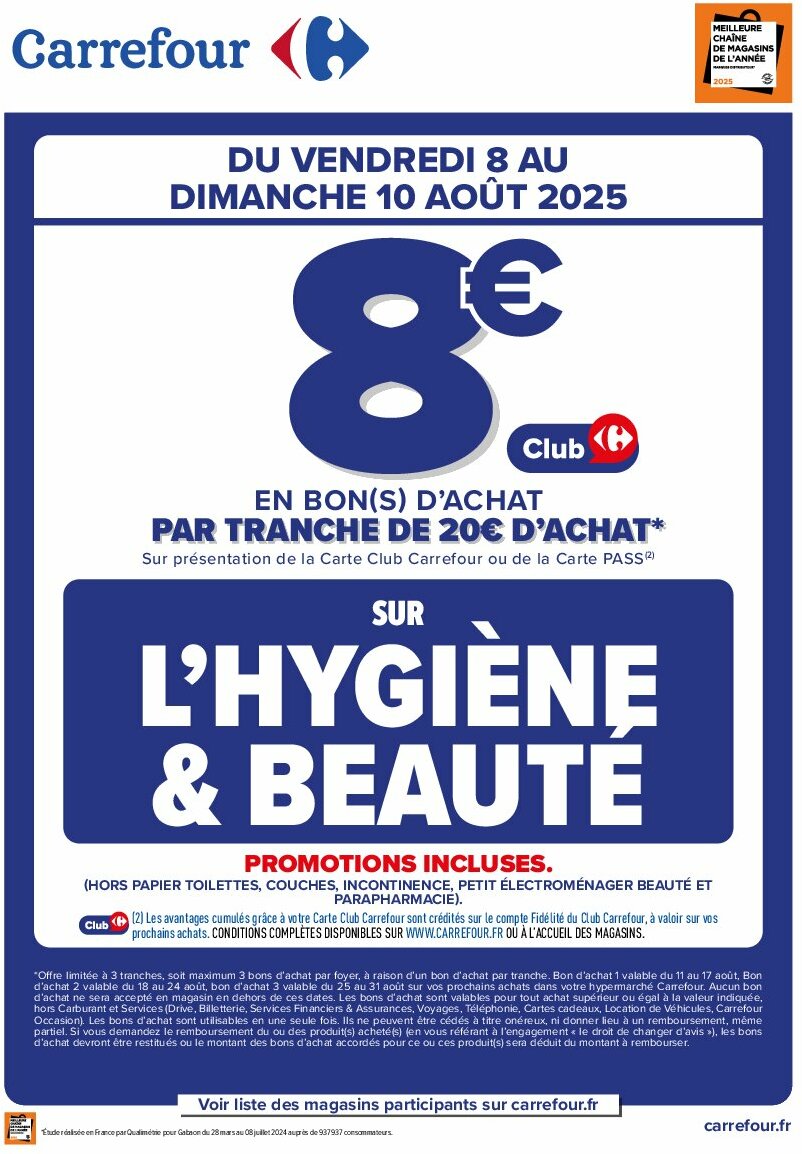 Catalogue Carrefour - Operation Bon D’Achat valable du 08/08 au 10/08