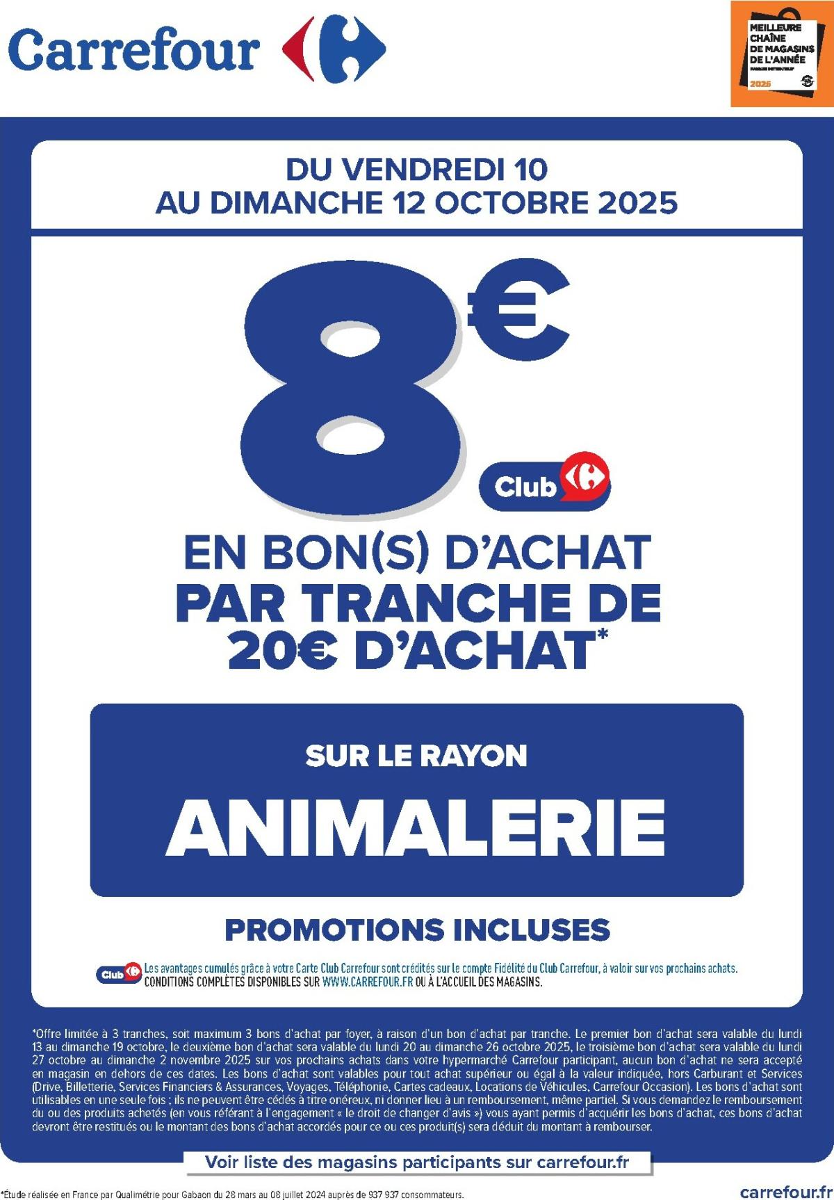 Catalogue Carrefour - Opération bon(s) achat animalerie valable du 10/10 au 12/10