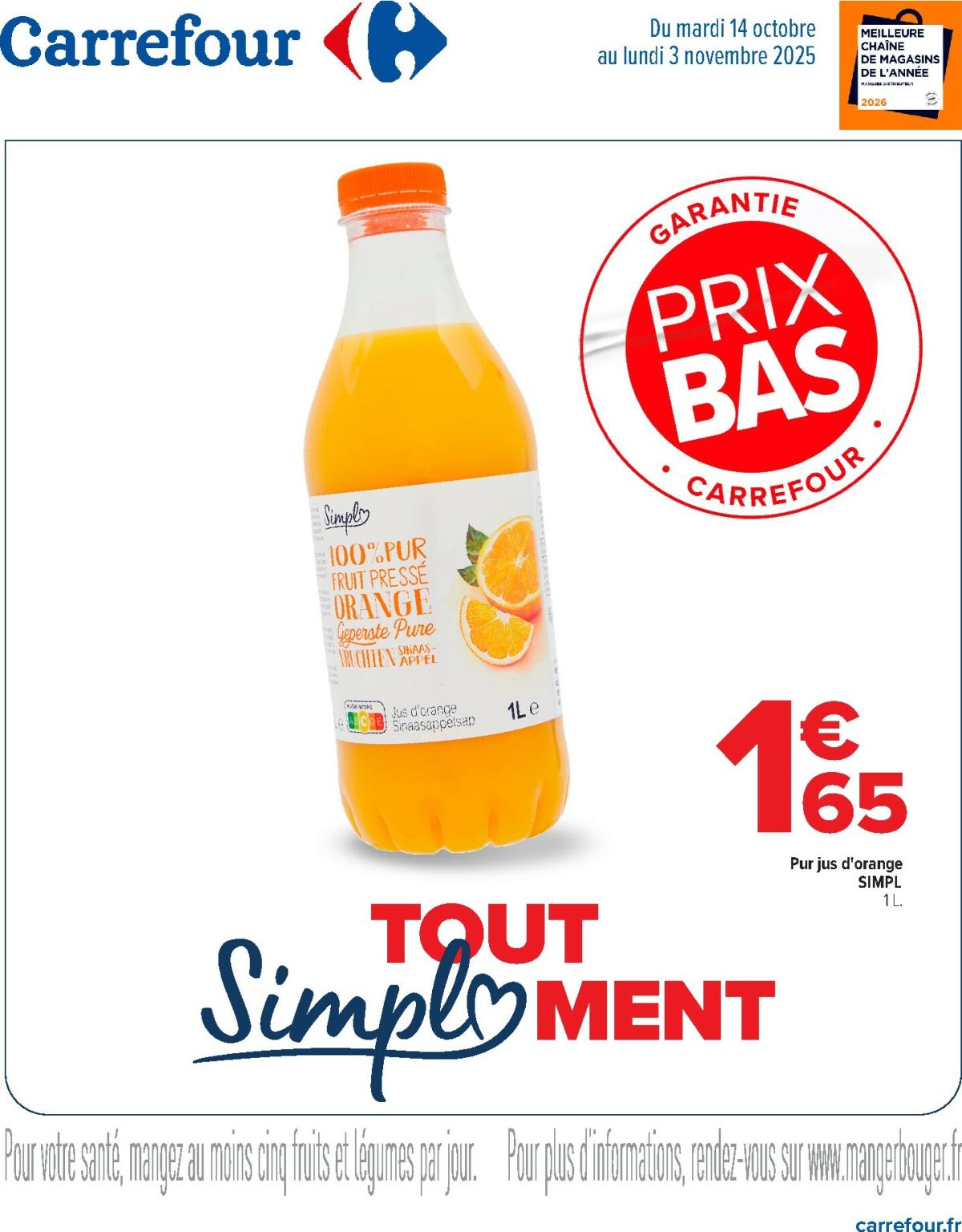 Catalogue Carrefour - Prix bas valable du 14/10 au 03/11