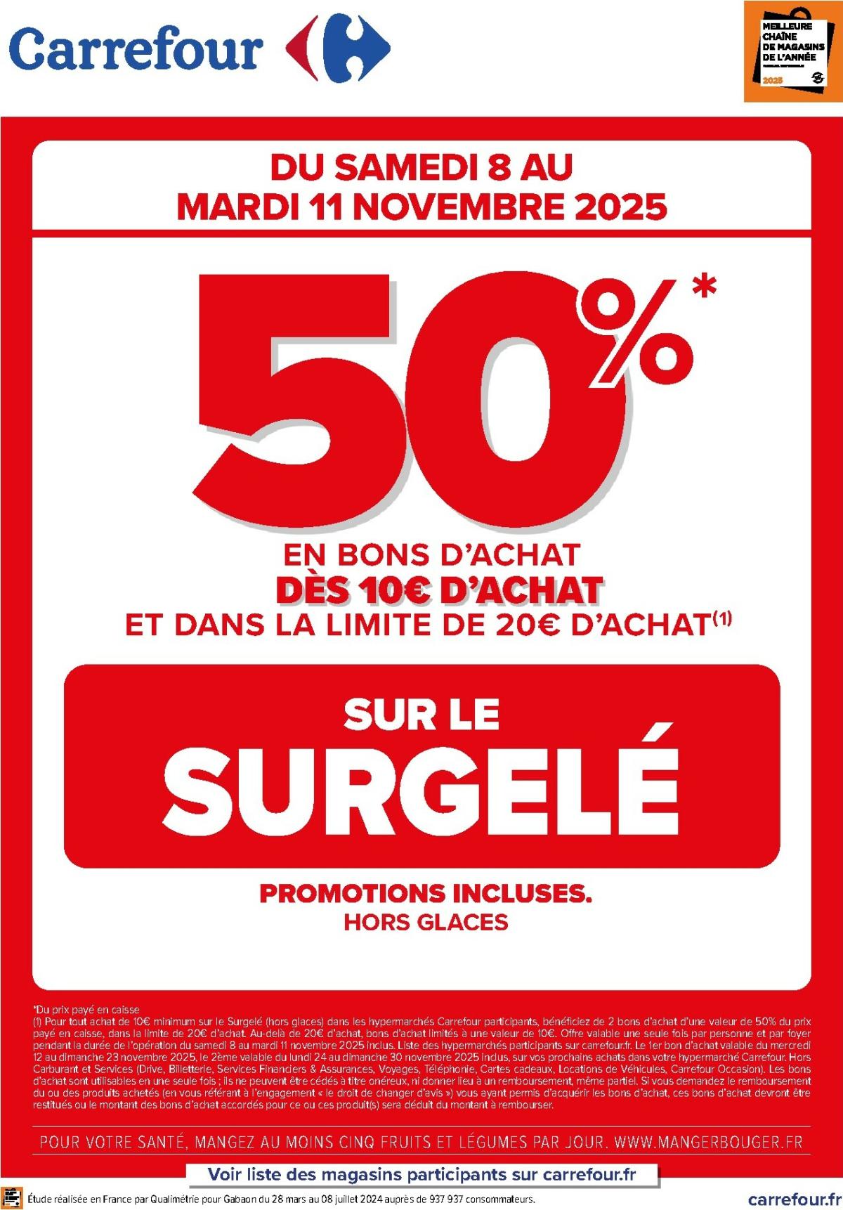 Catalogue Carrefour - Sur le Surgelé valable du 08/11 au 11/11