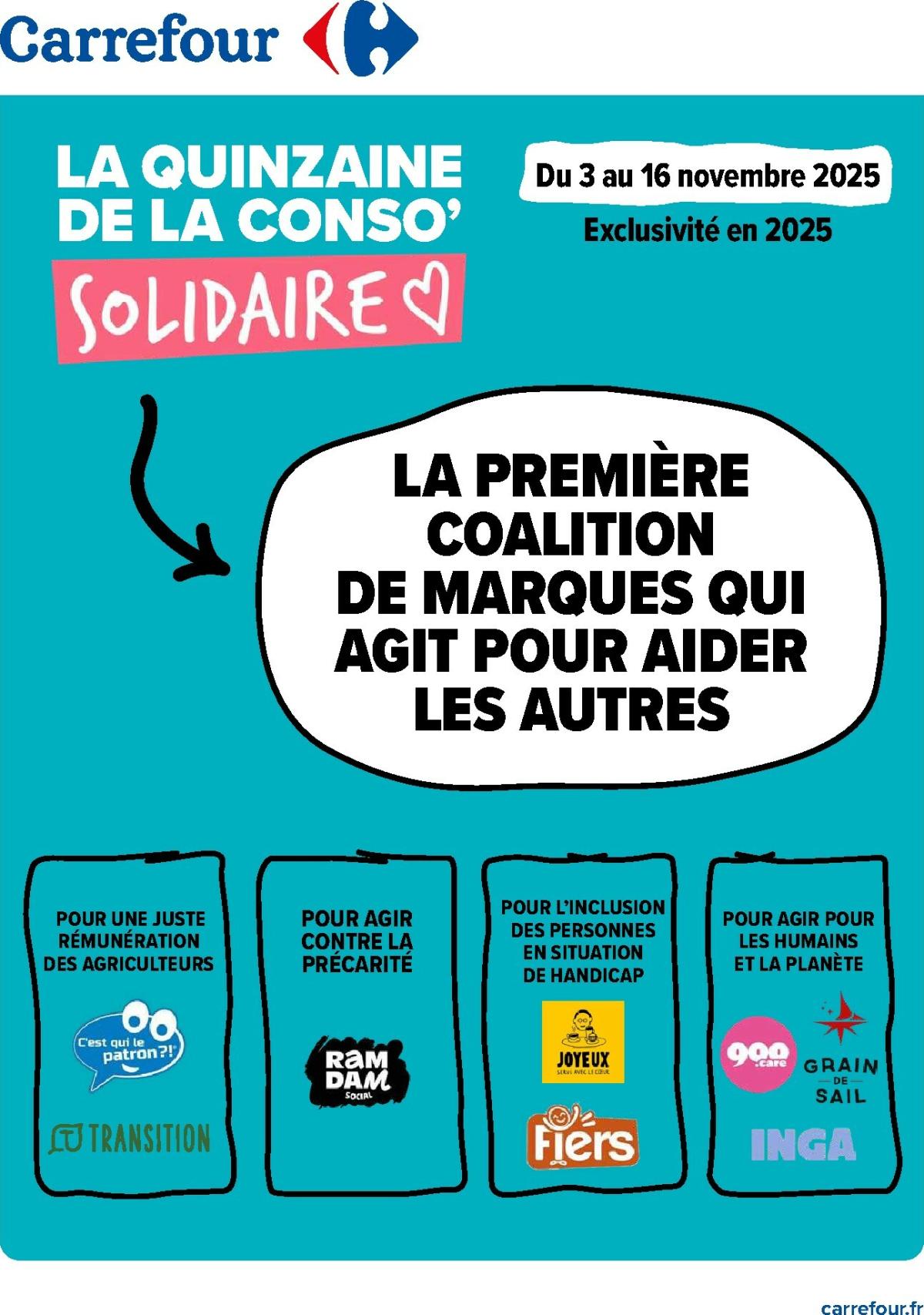 Catalogue Carrefour - La quinzaine de la conso solidaire valable du 03/11 au 16/11
