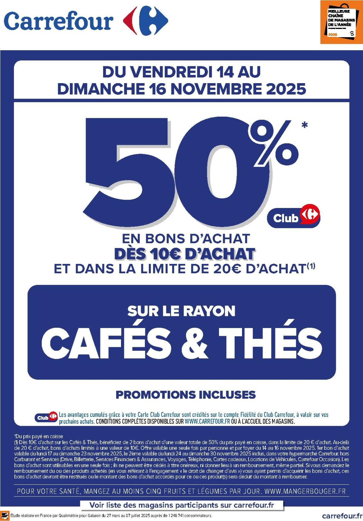 Catalogue Carrefour - Cafés, Thés valable du 14/11 au 16/11