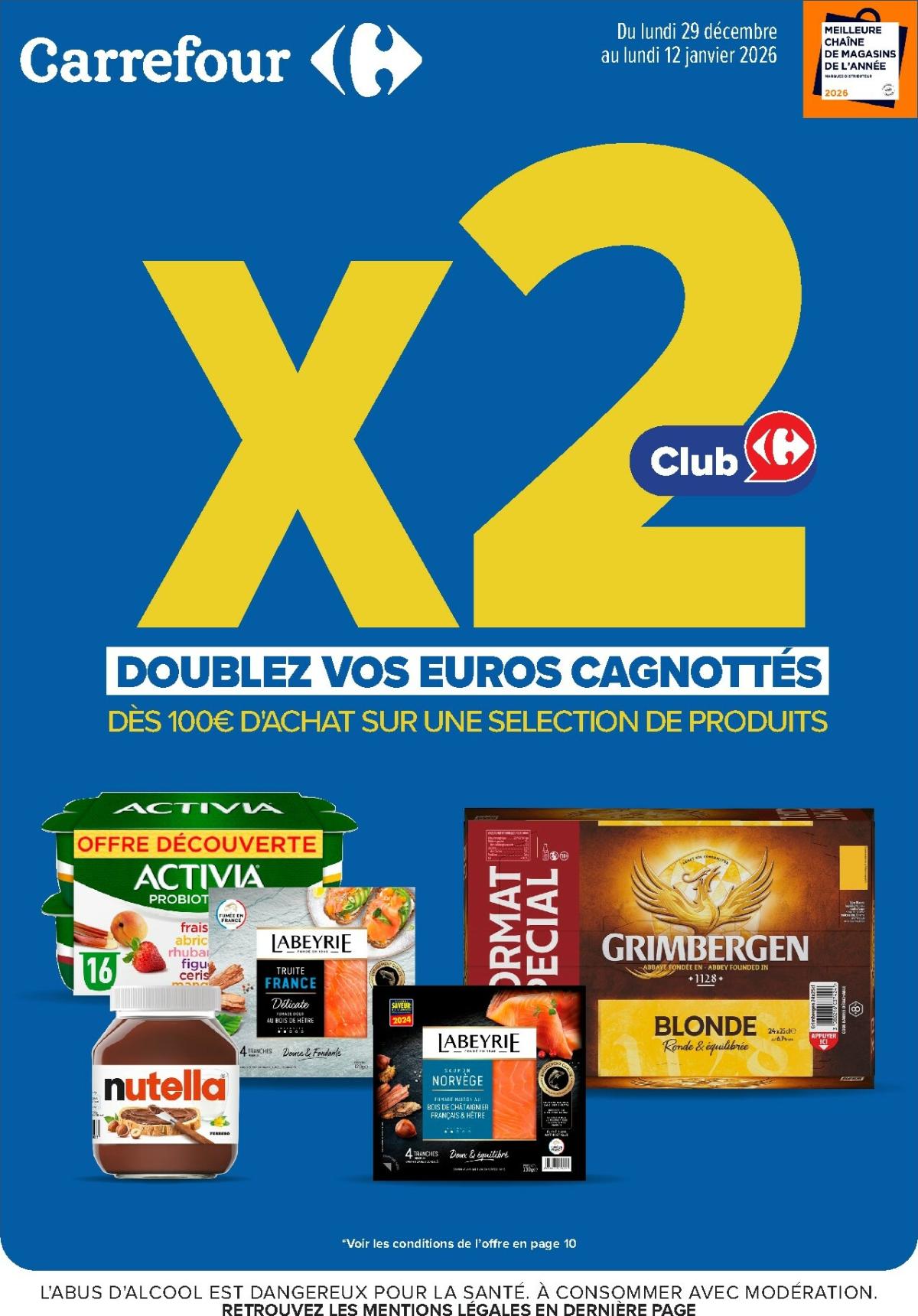 Catalogue Carrefour - Nos Promos et Doublez Vos Euros Cagnottés valable du 29/12 au 12/01