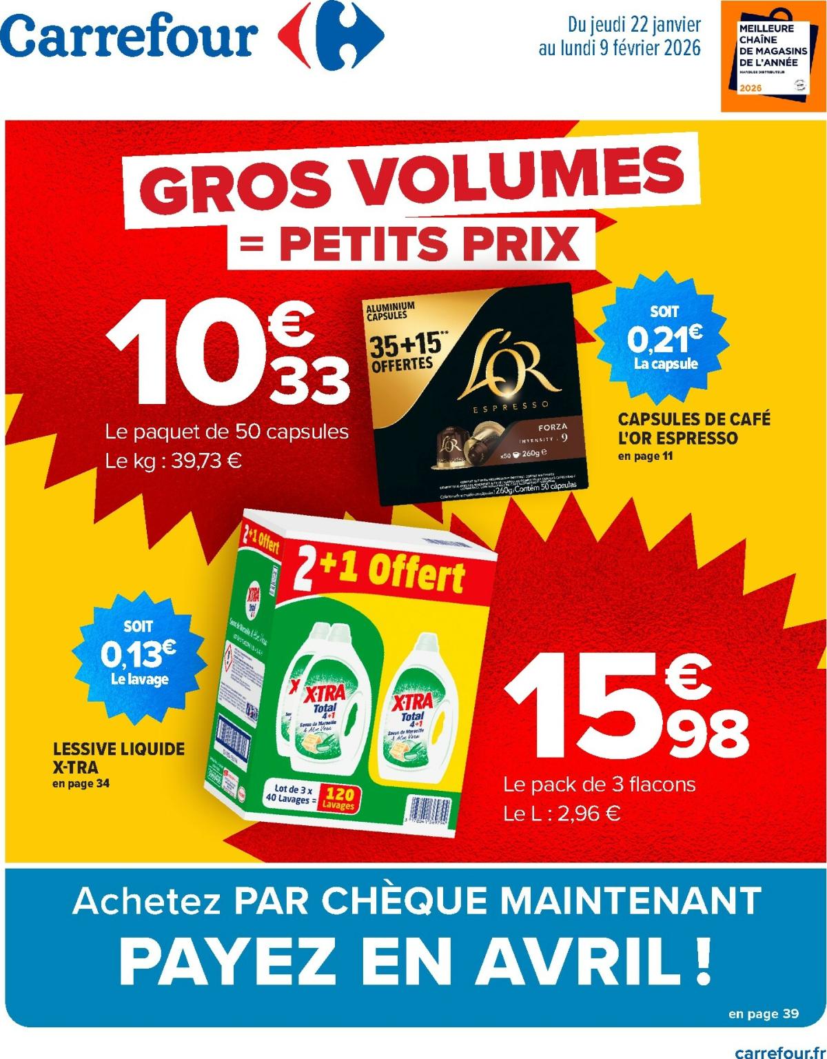 Catalogue Carrefour - Gros volumes, petits prix valable du 22/01 au 09/02